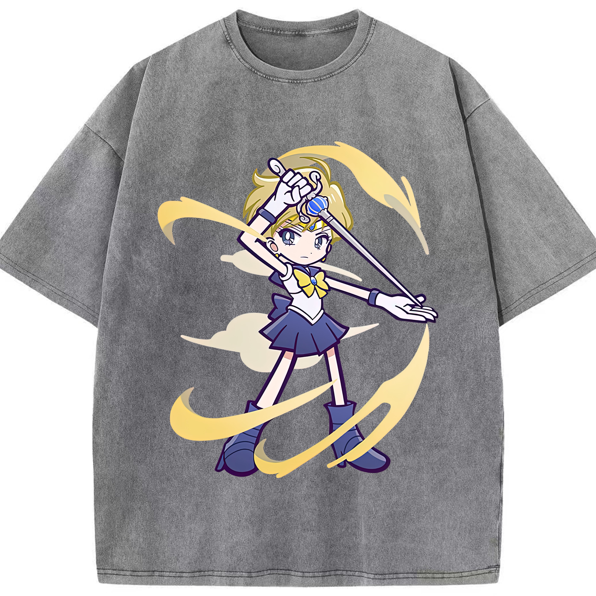 （画像用） 美少女戦士セーラームーン 天王はるか Sailor Moon Tenoh Haruka 綿100% ヴィンテージ風 半袖Tシャツ（フロントプリント）