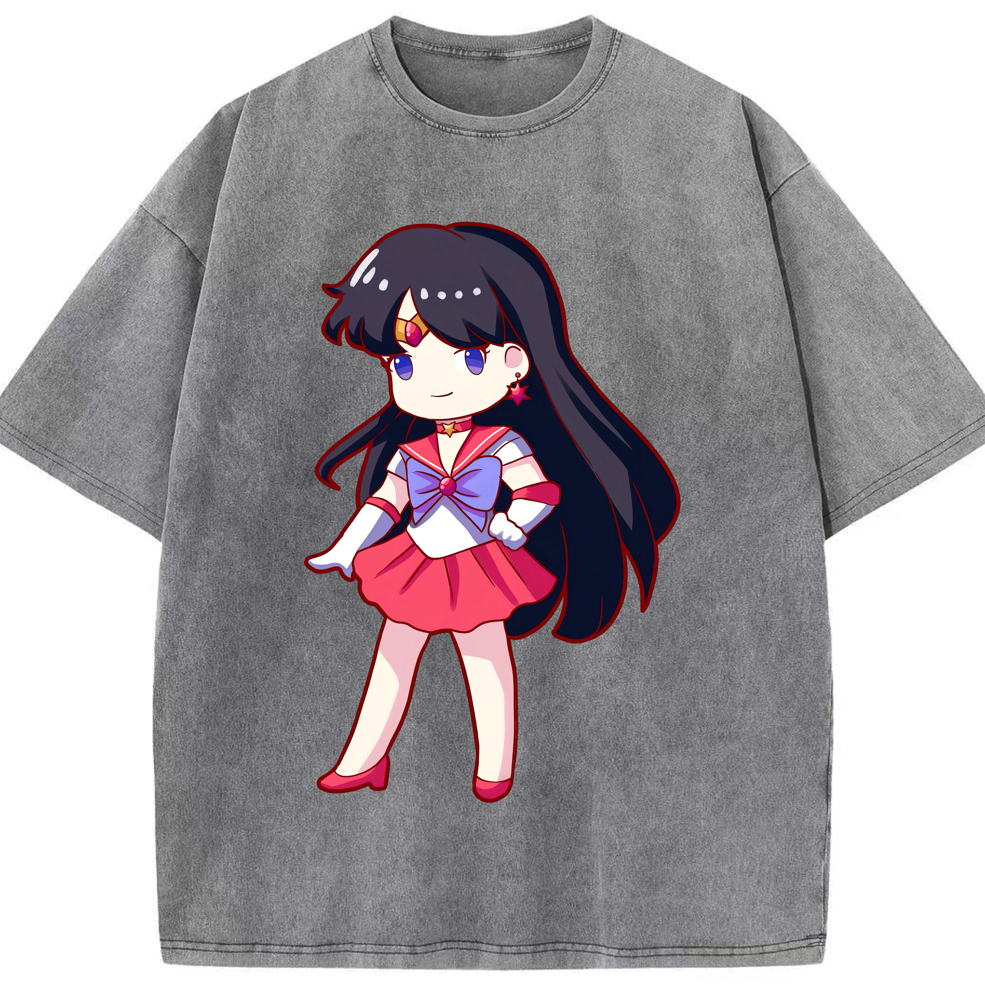 （画像用） 美少女戦士セーラームーン 火野レイ ひの レイ Sailor Moon Hino Rei （セーラーマーズ,Sailor Mars） 綿100% ヴィンテージ風 半袖Tシャツ（フロントプリント）