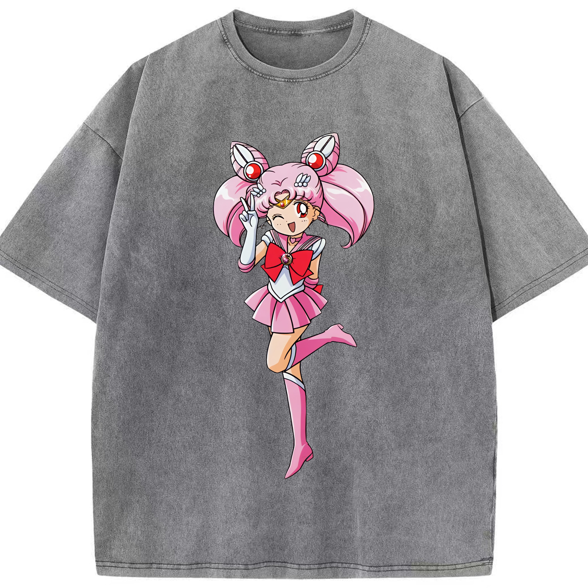 （画像用） 美少女戦士セーラームーン ちびうさ Sailor Moon Chibiusa Tsukino Usagi Small Lady Serenity 綿100% ヴィンテージ風 半袖Tシャツ（フロントプリント）