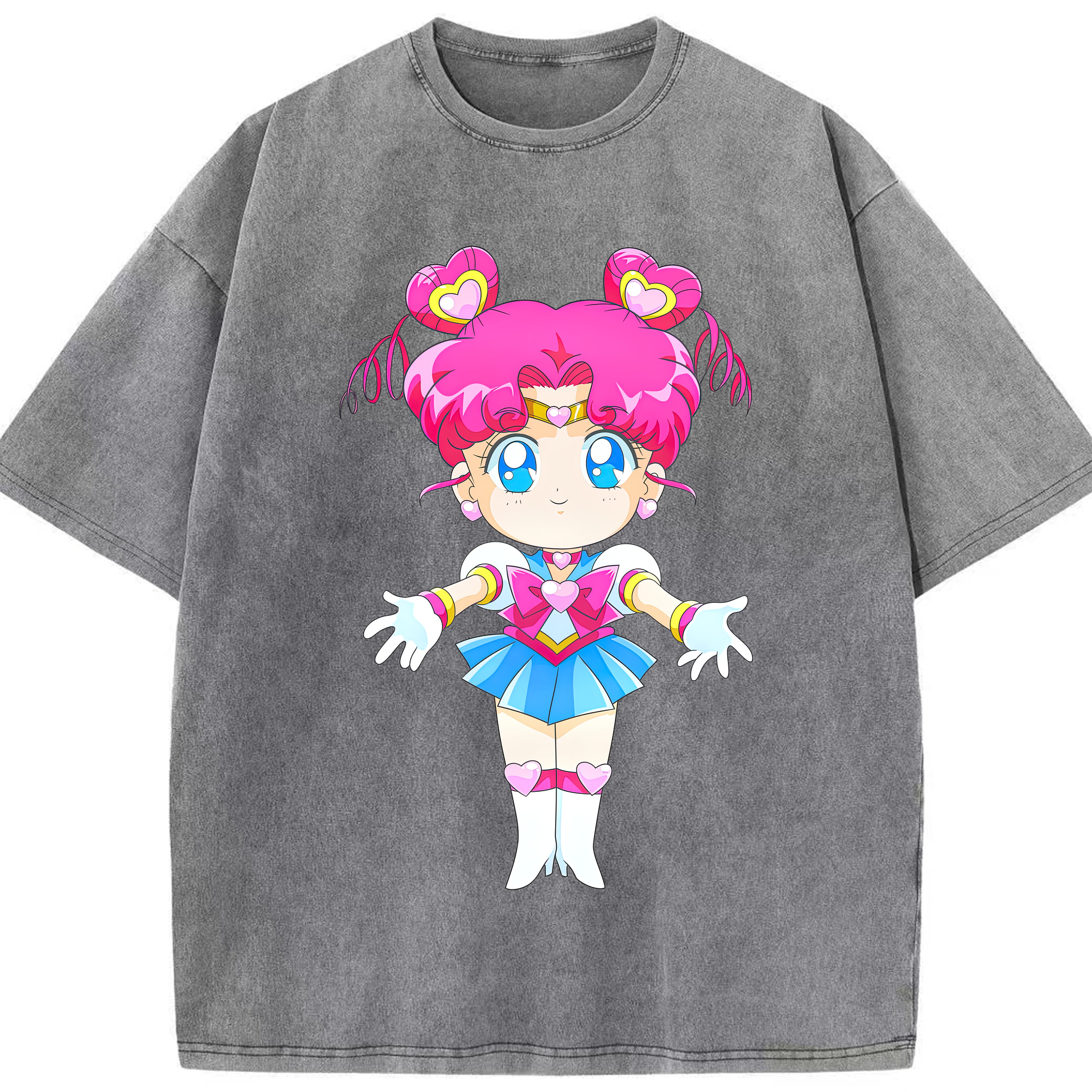 （画像用） 美少女戦士セーラームーン ちびうさ Sailor Moon Chibiusa Tsukino Usagi Small Lady Serenity 綿100% ヴィンテージ風 半袖Tシャツ（フロントプリント）