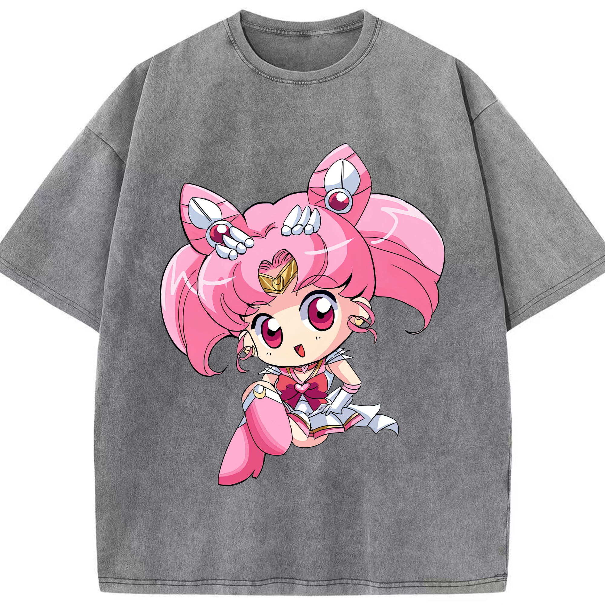 （画像用） 美少女戦士セーラームーン ちびうさ Sailor Moon Chibiusa Tsukino Usagi Small Lady Serenity 綿100% ヴィンテージ風 半袖Tシャツ（フロントプリント）