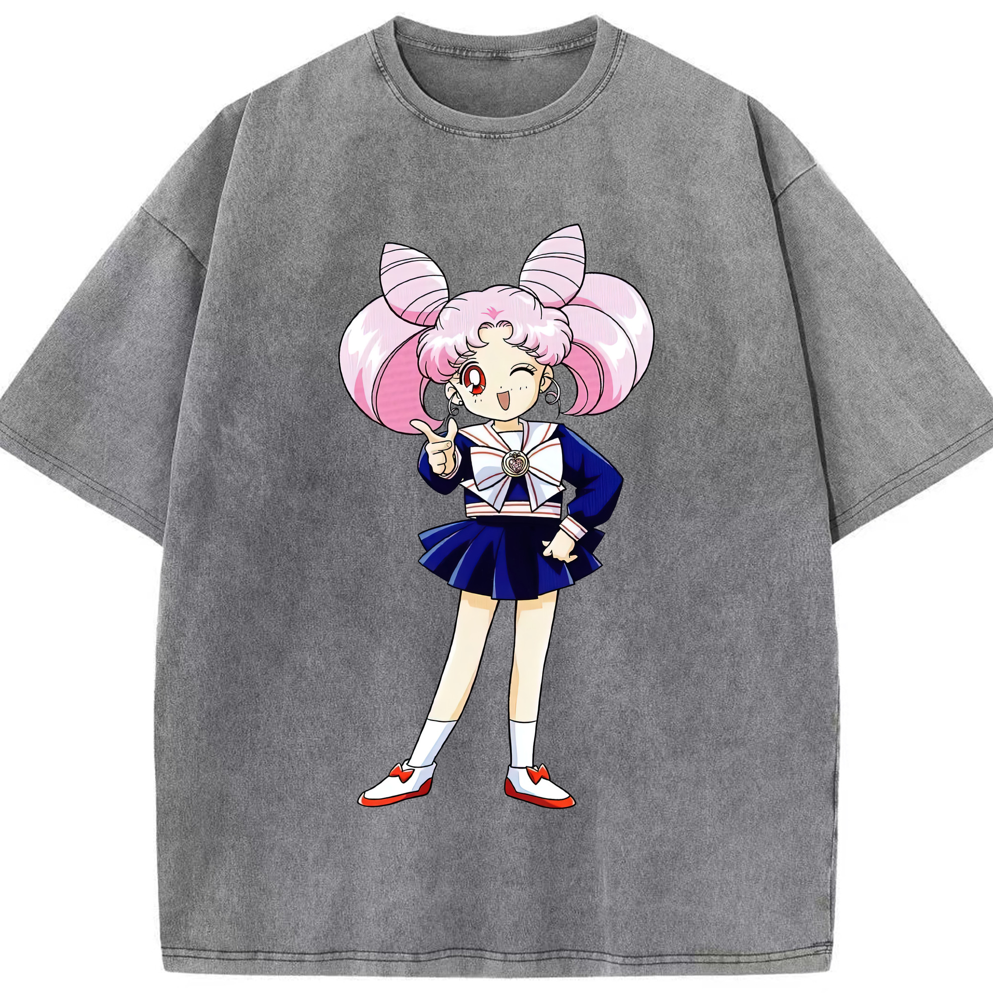 （画像用） 美少女戦士セーラームーン ちびうさ Sailor Moon Chibiusa Tsukino Usagi Small Lady Serenity 綿100% ヴィンテージ風 半袖Tシャツ（フロントプリント）