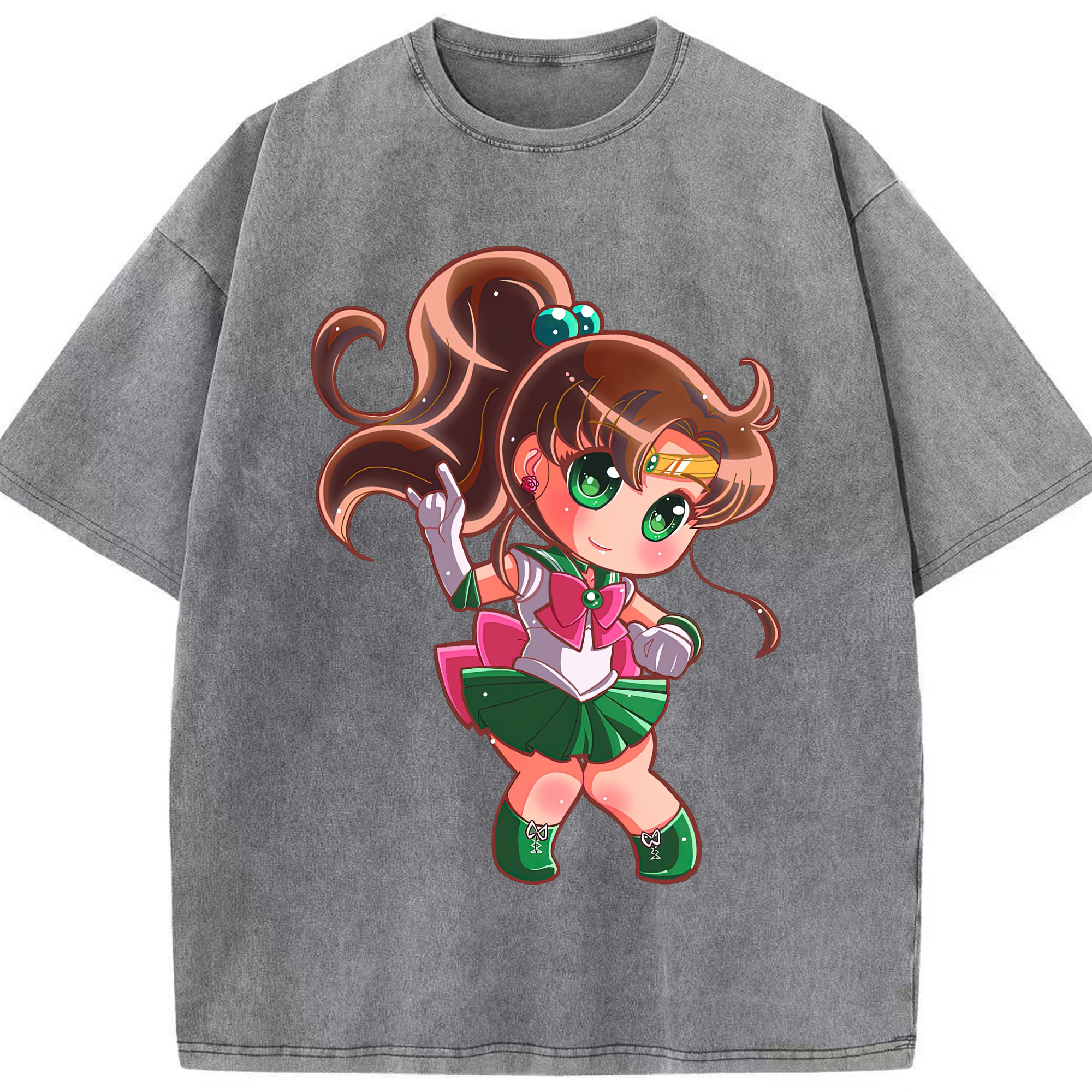 （画像用） 美少女戦士セーラームーン 木野 まこと きの まこと Sailor Moon Kino Makoto （セーラージュピター；Sailor Jupiter） 綿100% ヴィンテージ風 半袖Tシャツ（フロントプリント）