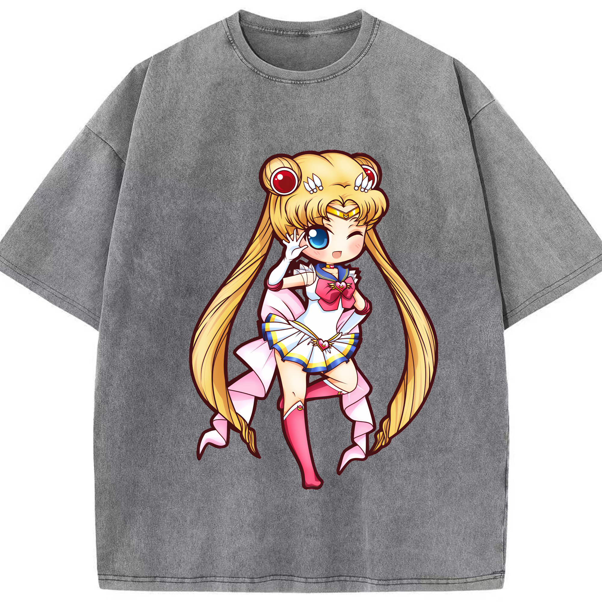 （画像用） 美少女戦士セーラームーン 月野 うさぎ つきの うさぎ Sailor Moon Tsukino Usagi 綿100% ヴィンテージ風 半袖Tシャツ（フロントプリント）