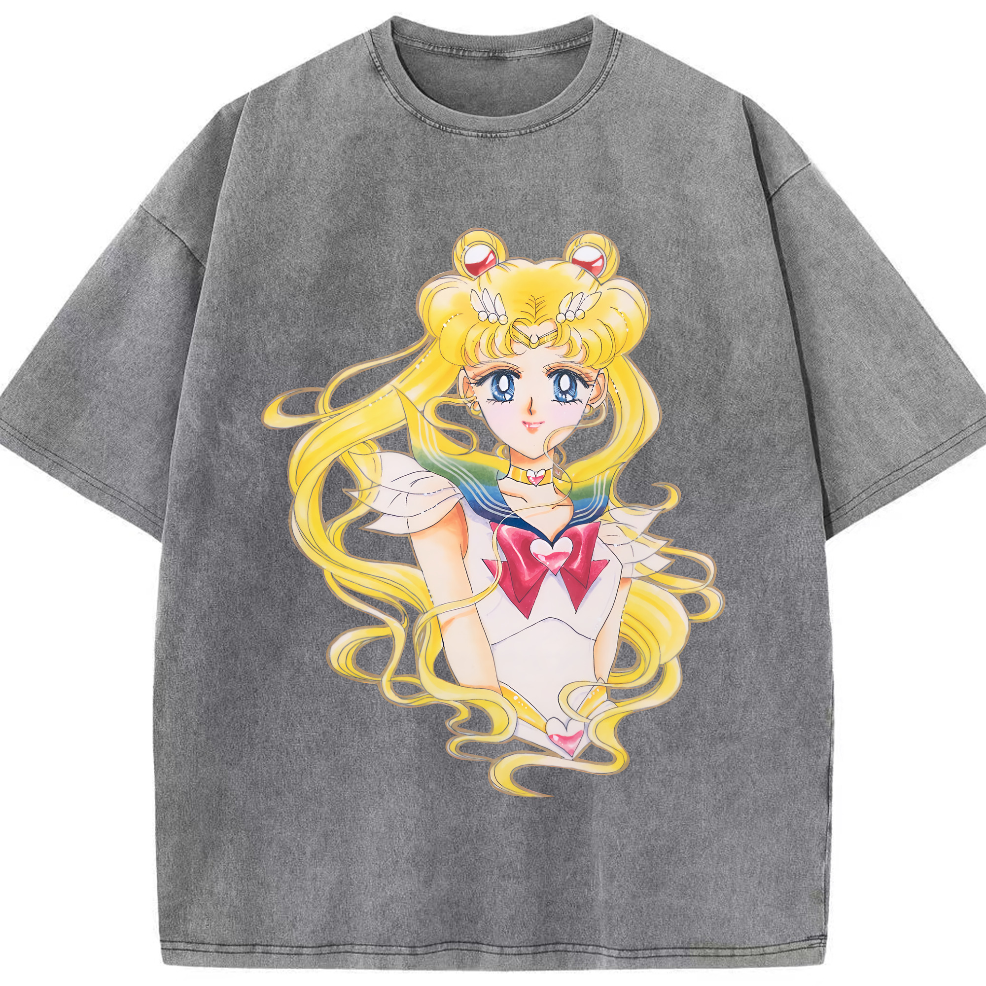 （画像用） 美少女戦士セーラームーン 月野 うさぎ つきの うさぎ Sailor Moon Tsukino Usagi 綿100% ヴィンテージ風 半袖Tシャツ（フロントプリント）