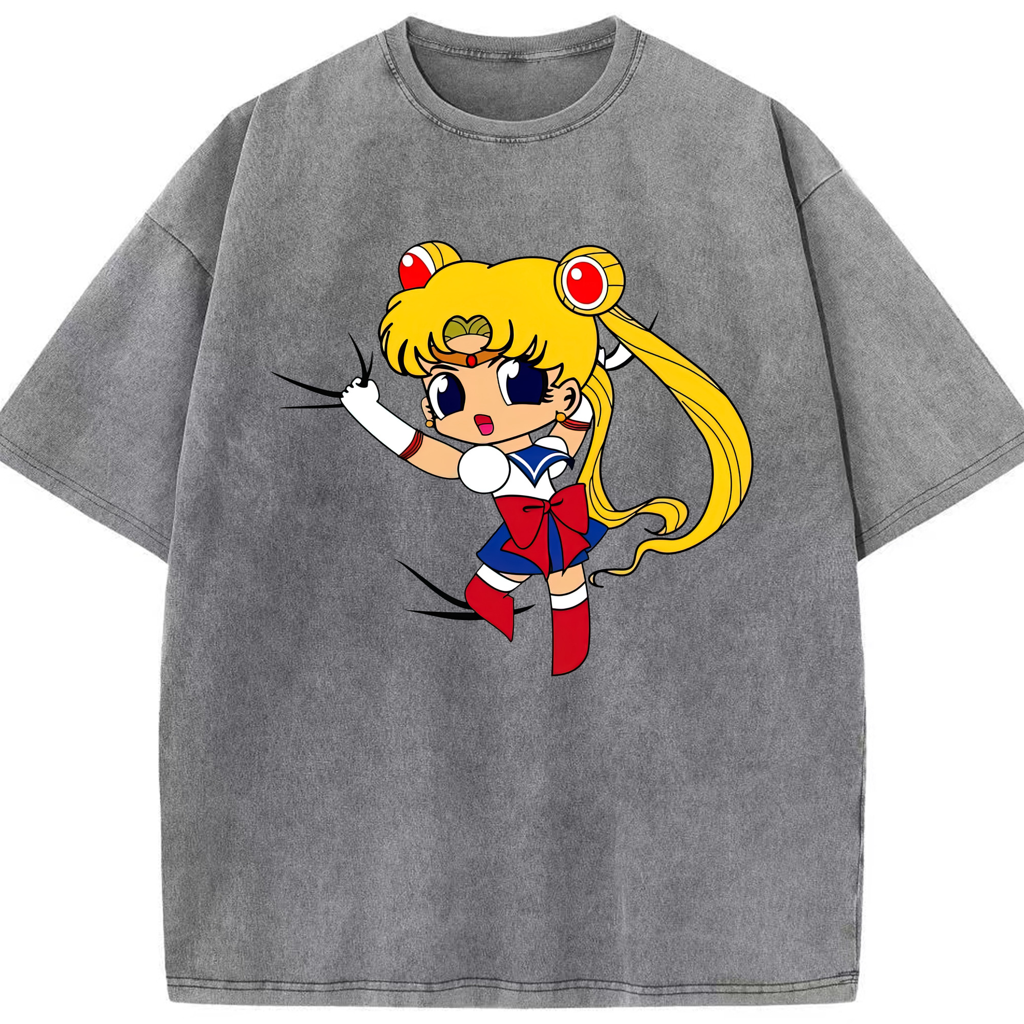 （画像用） 美少女戦士セーラームーン 月野 うさぎ つきの うさぎ Sailor Moon Tsukino Usagi 綿100% ヴィンテージ風 半袖Tシャツ（フロントプリント）