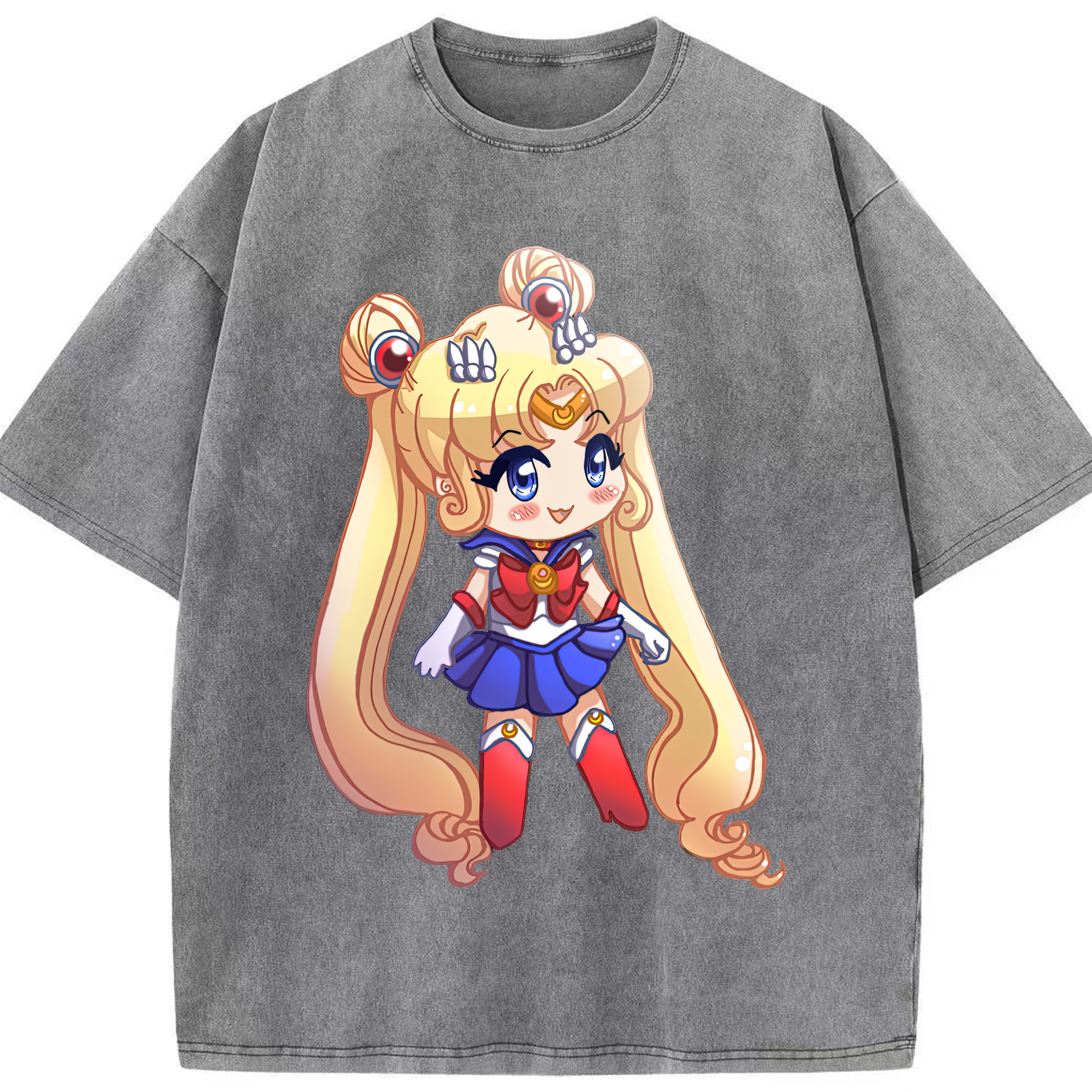 （画像用） 美少女戦士セーラームーン 月野 うさぎ つきの うさぎ Sailor Moon Tsukino Usagi 綿100% ヴィンテージ風 半袖Tシャツ（フロントプリント）