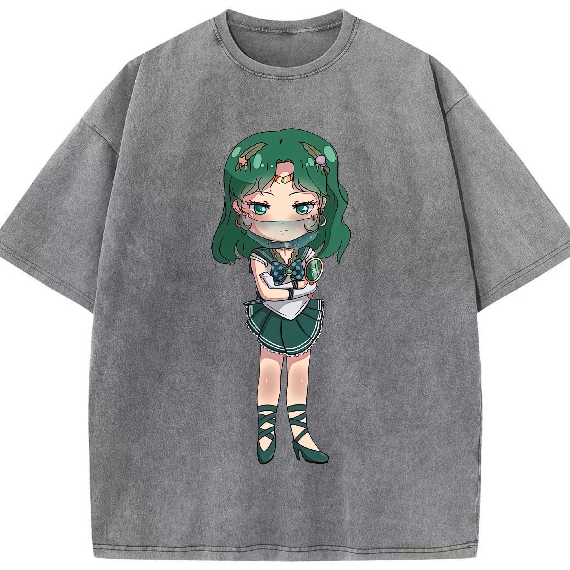 （画像用） 美少女戦士セーラームーン 海王 みちる（かいおう みちる） Sailor Moon Kaiou Michiru 綿100% ヴィンテージ風 半袖Tシャツ（フロントプリント）
