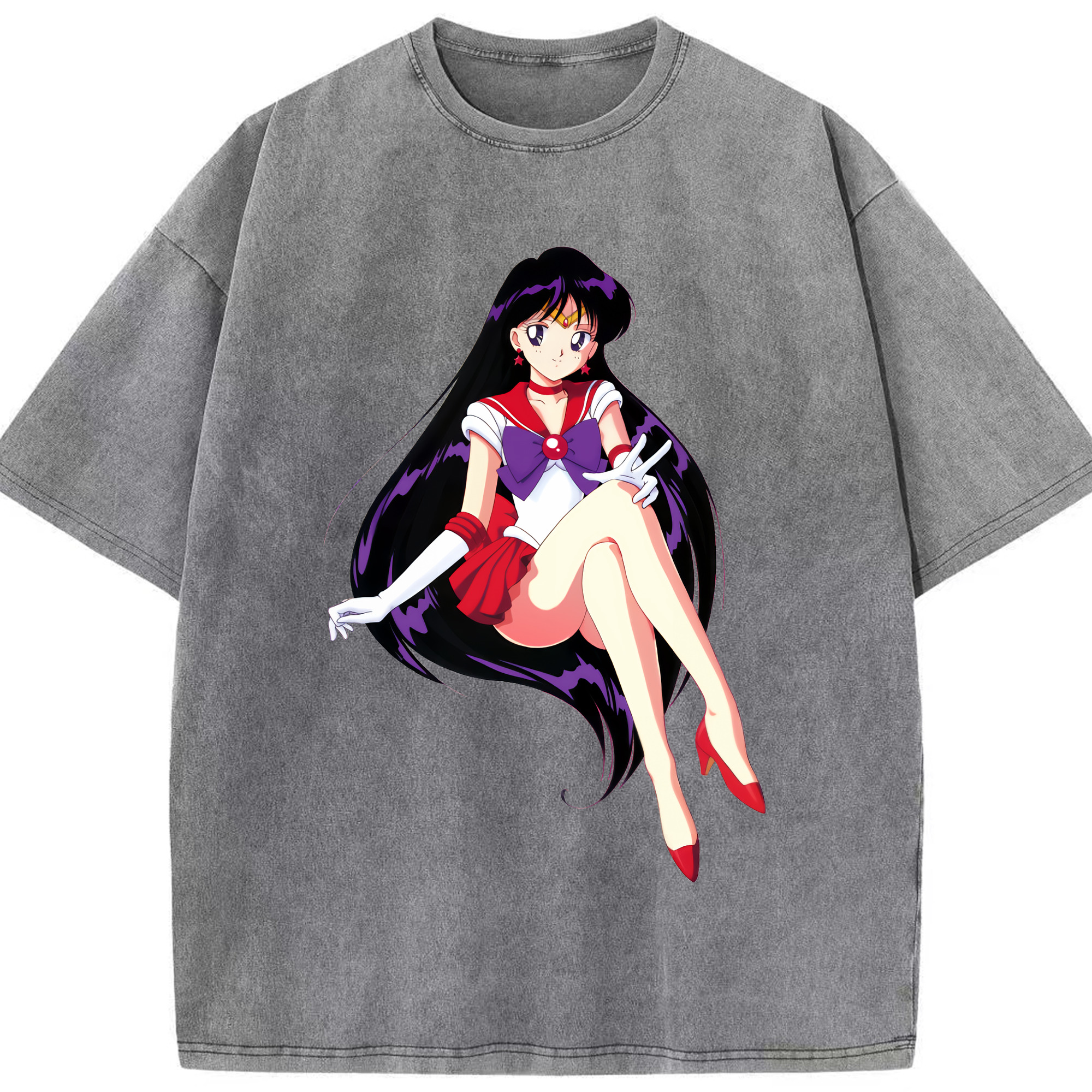 （画像用） 美少女戦士セーラームーン 火野レイ ひの レイ Sailor Moon Hino Rei （セーラーマーズ,Sailor Mars） 綿100% ヴィンテージ風 半袖Tシャツ（フロントプリント）