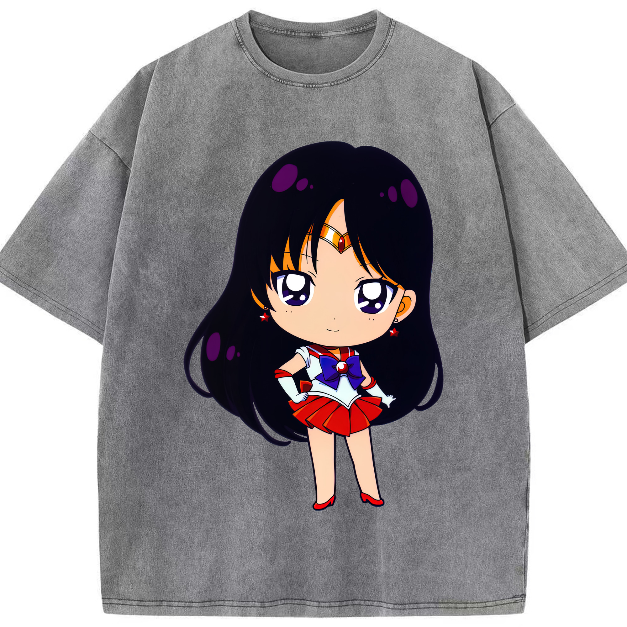 （画像用） 美少女戦士セーラームーン 火野レイ ひの レイ Sailor Moon Hino Rei （セーラーマーズ,Sailor Mars） 綿100% ヴィンテージ風 半袖Tシャツ（フロントプリント）