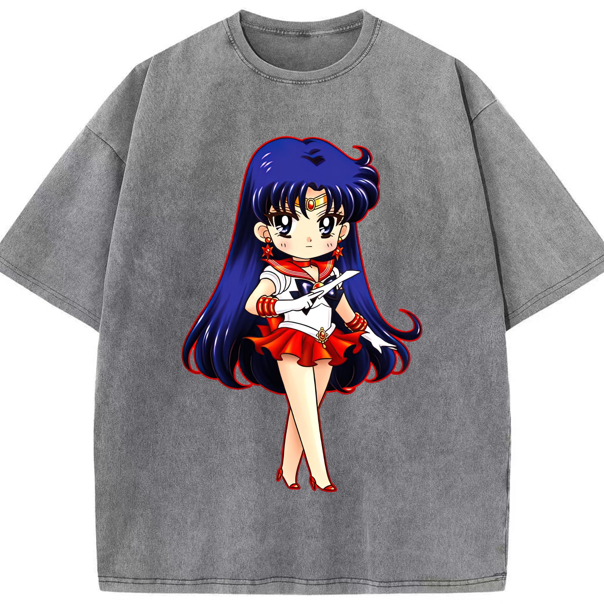 （画像用） 美少女戦士セーラームーン 火野レイ ひの レイ Sailor Moon Hino Rei （セーラーマーズ,Sailor Mars） 綿100% ヴィンテージ風 半袖Tシャツ（フロントプリント）