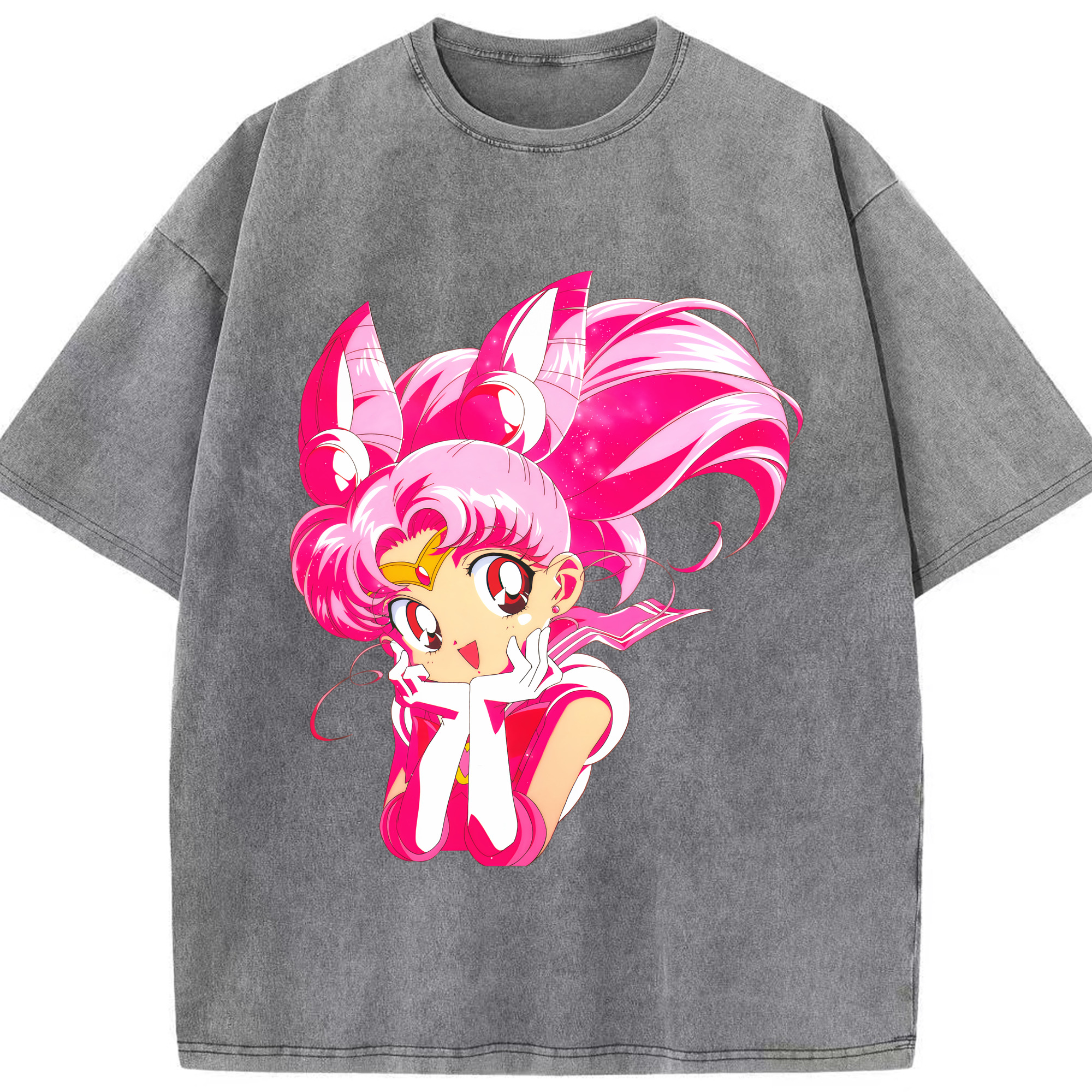 （画像用） 美少女戦士セーラームーン ちびうさ Sailor Moon Chibiusa Tsukino Usagi Small Lady Serenity 綿100% ヴィンテージ風 半袖Tシャツ（フロントプリント）