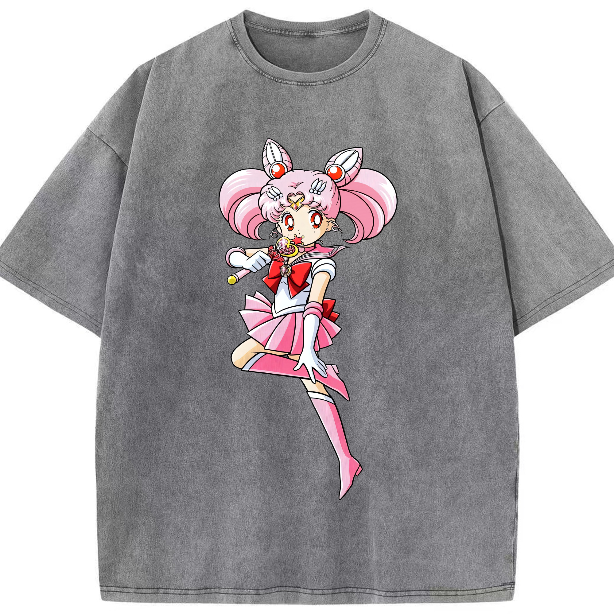 （画像用） 美少女戦士セーラームーン ちびうさ Sailor Moon Chibiusa Tsukino Usagi Small Lady Serenity 綿100% ヴィンテージ風 半袖Tシャツ（フロントプリント）