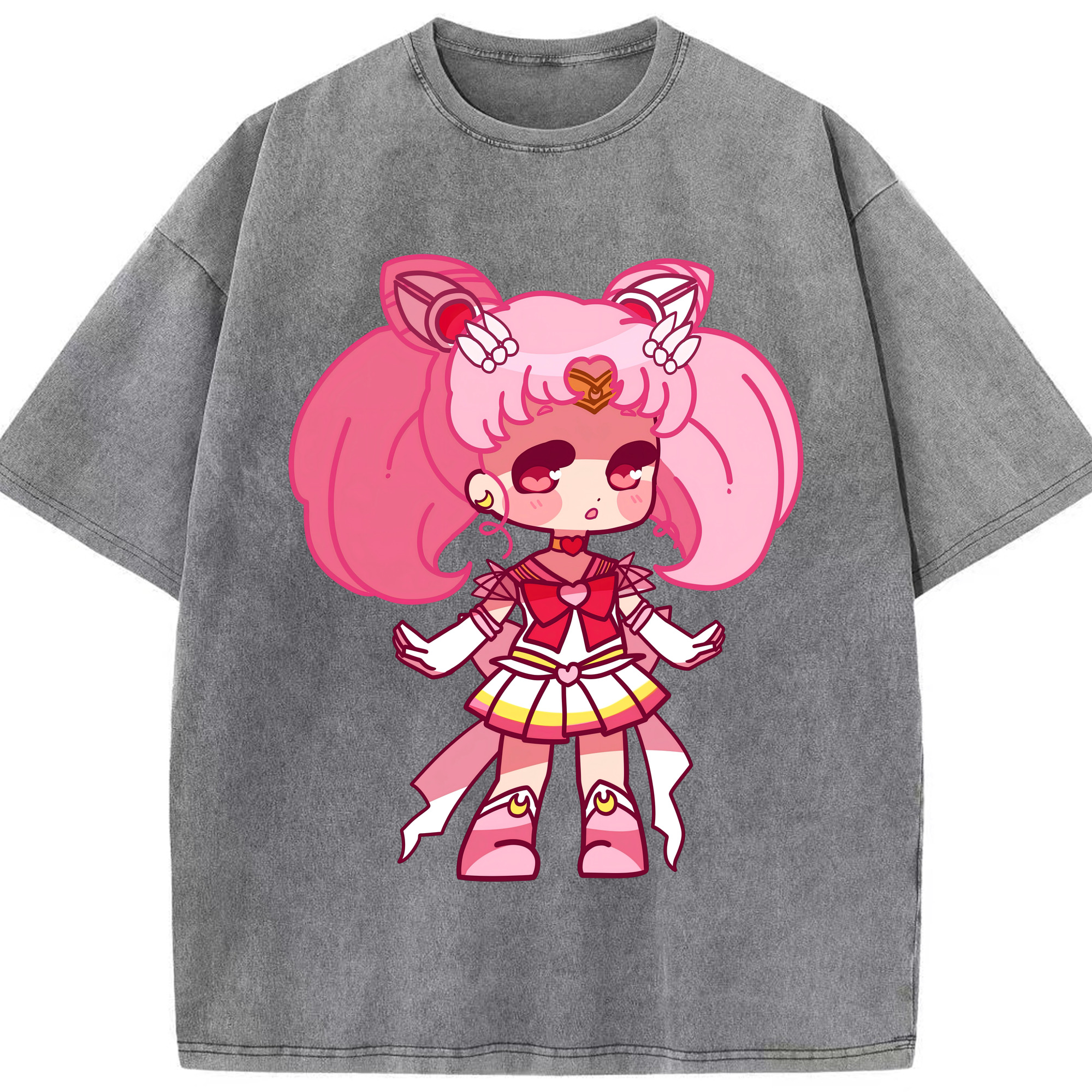 （画像用） 美少女戦士セーラームーン ちびうさ Sailor Moon Chibiusa Tsukino Usagi Small Lady Serenity 綿100% ヴィンテージ風 半袖Tシャツ（フロントプリント）