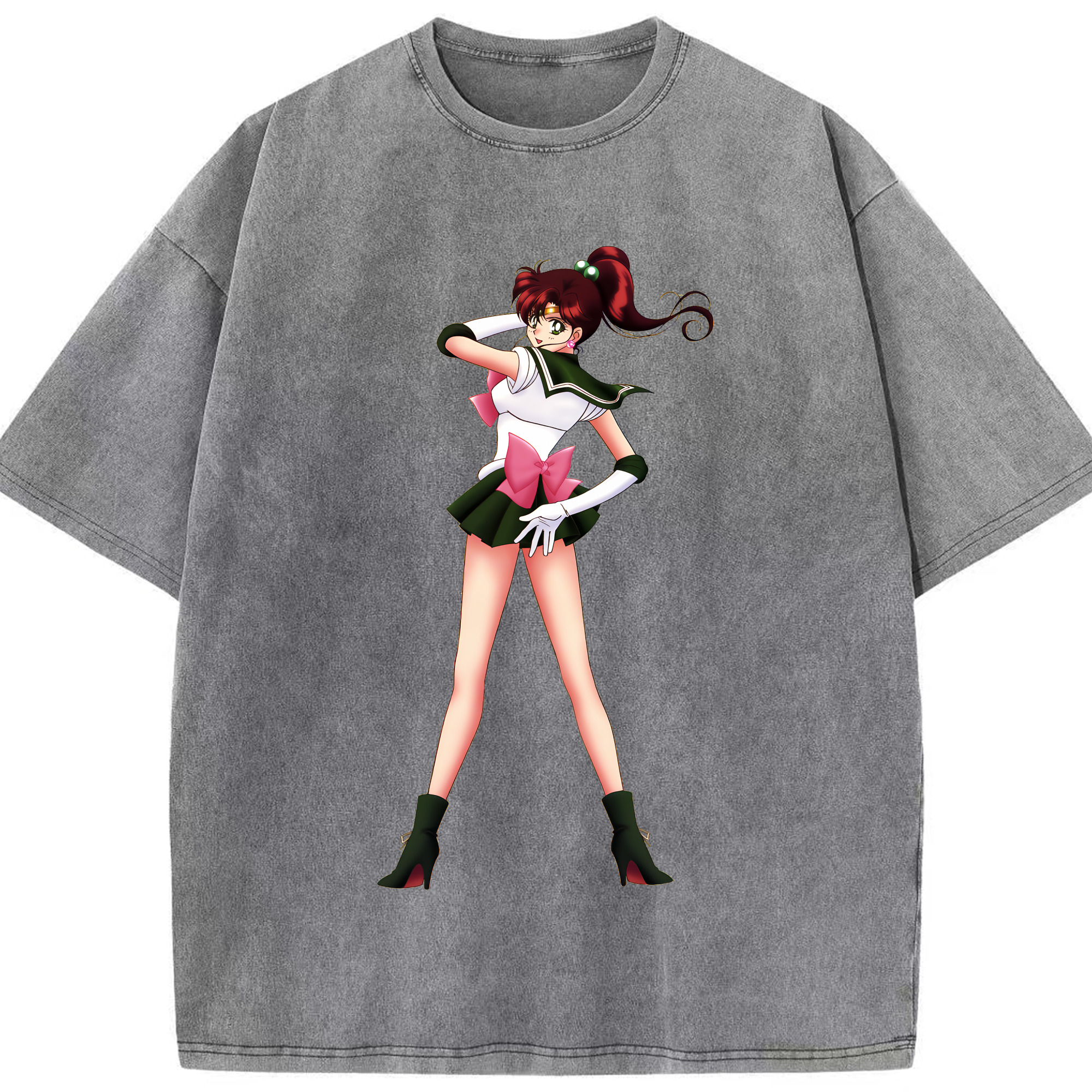 （画像用） 美少女戦士セーラームーン 木野 まこと きの まこと Sailor Moon Kino Makoto （セーラージュピター；Sailor Jupiter） 綿100% ヴィンテージ風 半袖Tシャツ（フロントプリント）