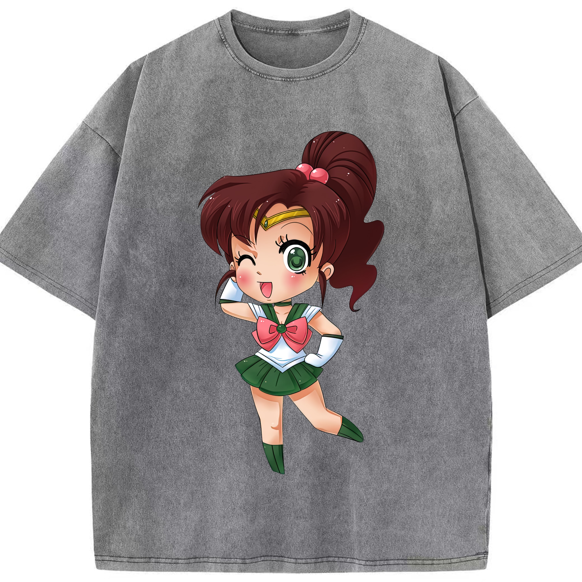 （画像用） 美少女戦士セーラームーン 木野 まこと きの まこと Sailor Moon Kino Makoto （セーラージュピター；Sailor Jupiter） 綿100% ヴィンテージ風 半袖Tシャツ（フロントプリント）