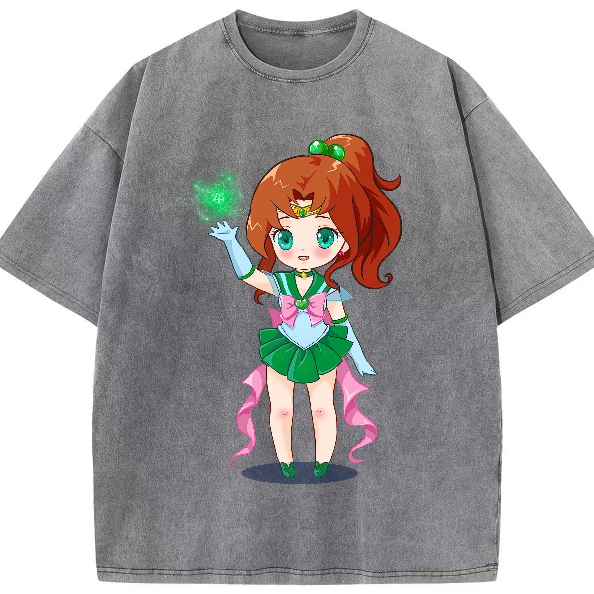 （画像用） 美少女戦士セーラームーン 木野 まこと きの まこと Sailor Moon Kino Makoto （セーラージュピター；Sailor Jupiter） 綿100% ヴィンテージ風 半袖Tシャツ（フロントプリント）