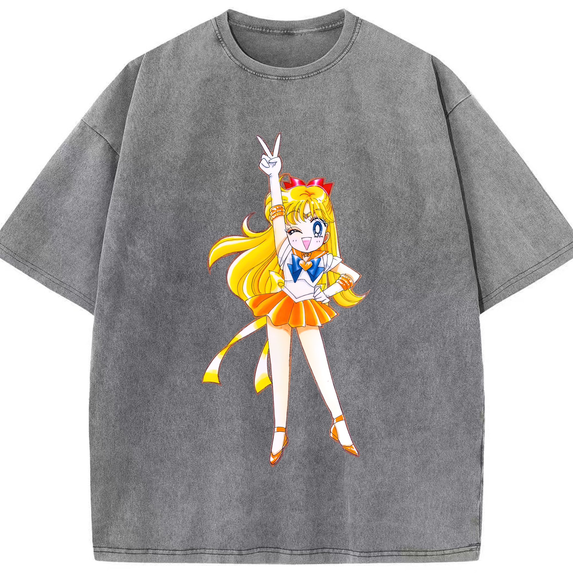 （画像用） 美少女戦士セーラームーン 愛野 美奈子 あいの みなこ Sailor Moon Aino Minako 綿100% ヴィンテージ風 半袖Tシャツ（フロントプリント）