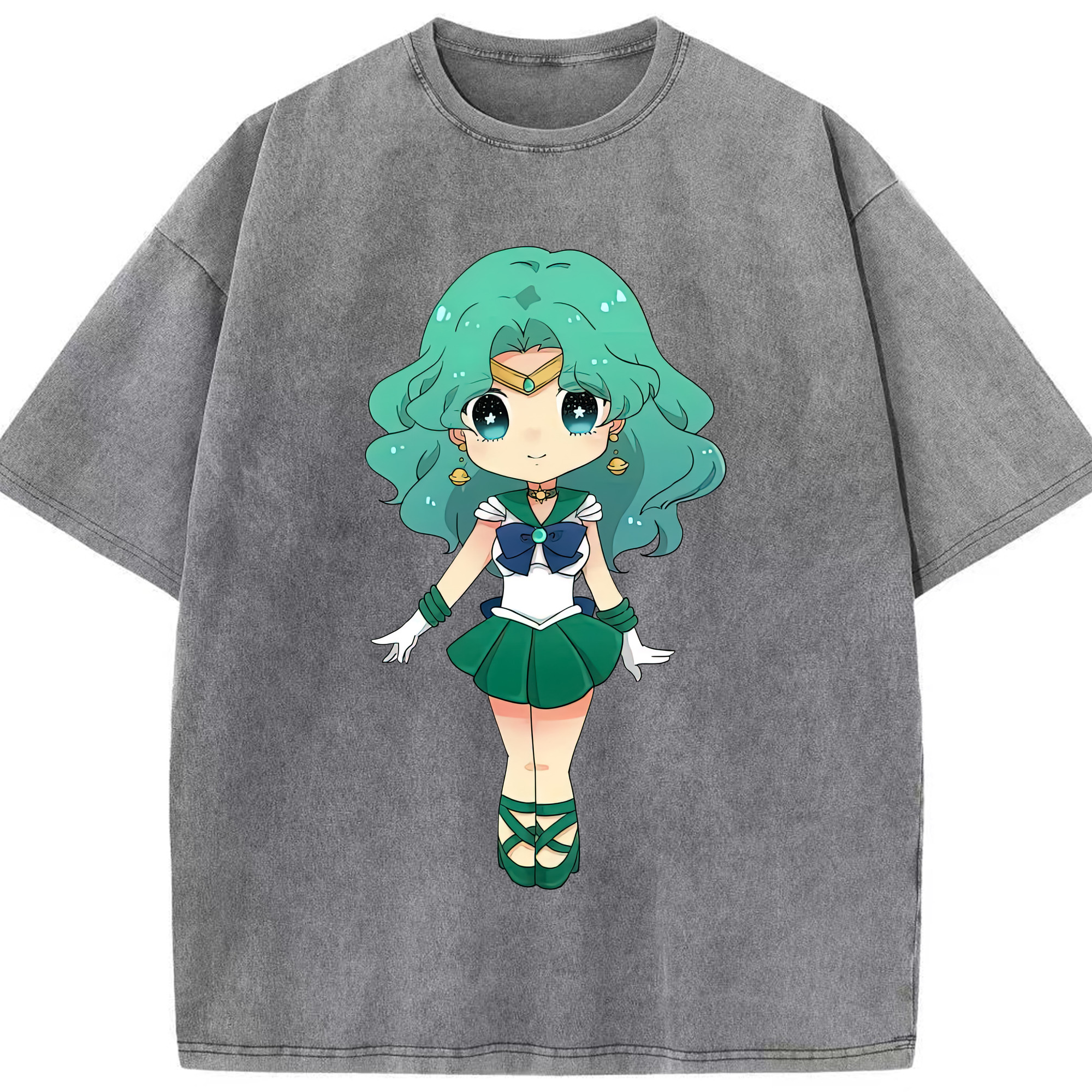 （画像用） 美少女戦士セーラームーン 海王 みちる（かいおう みちる） Sailor Moon Kaiou Michiru 綿100% ヴィンテージ風 半袖Tシャツ（フロントプリント）