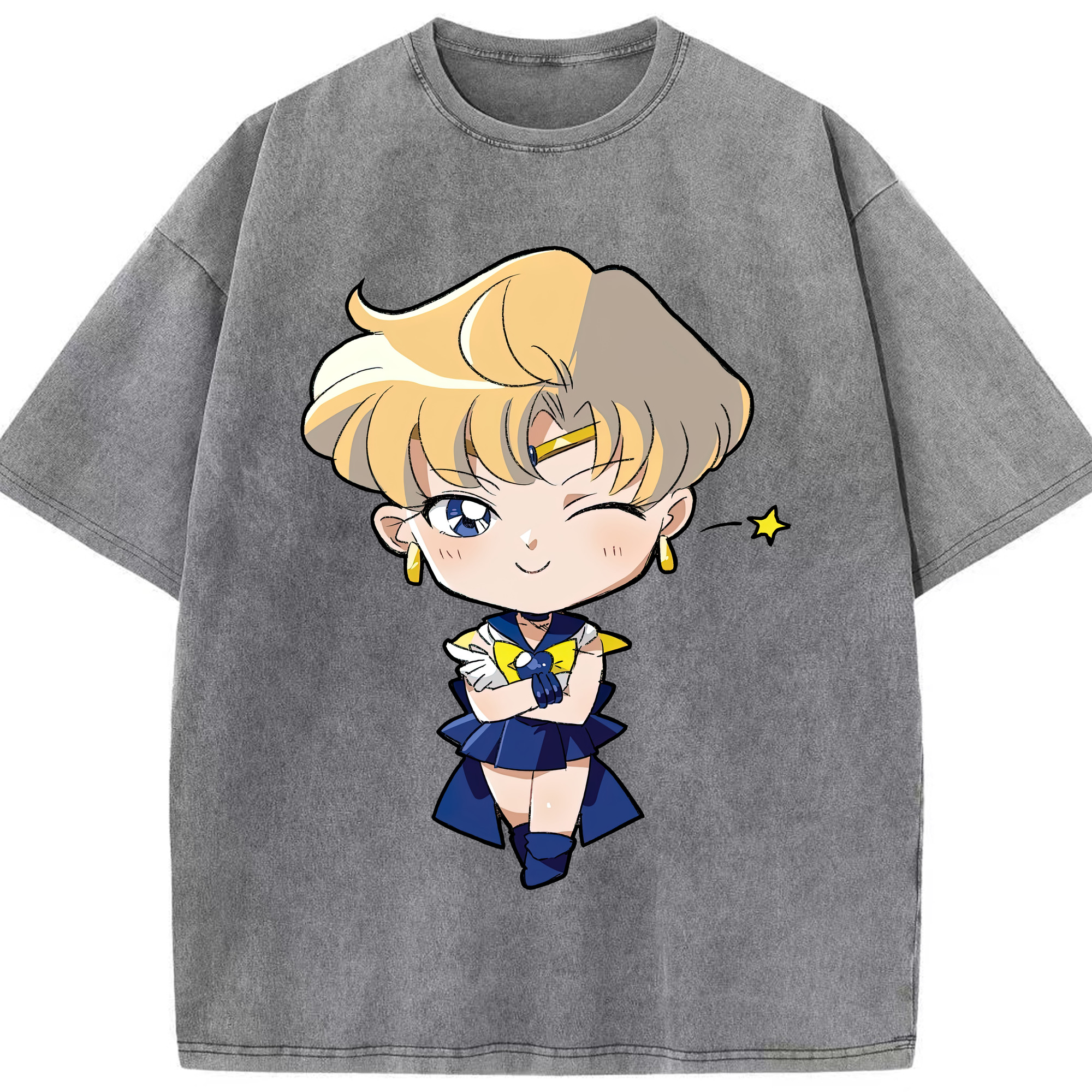（画像用） 美少女戦士セーラームーン 天王はるか Sailor Moon Tenoh Haruka 綿100% ヴィンテージ風 半袖Tシャツ（フロントプリント）
