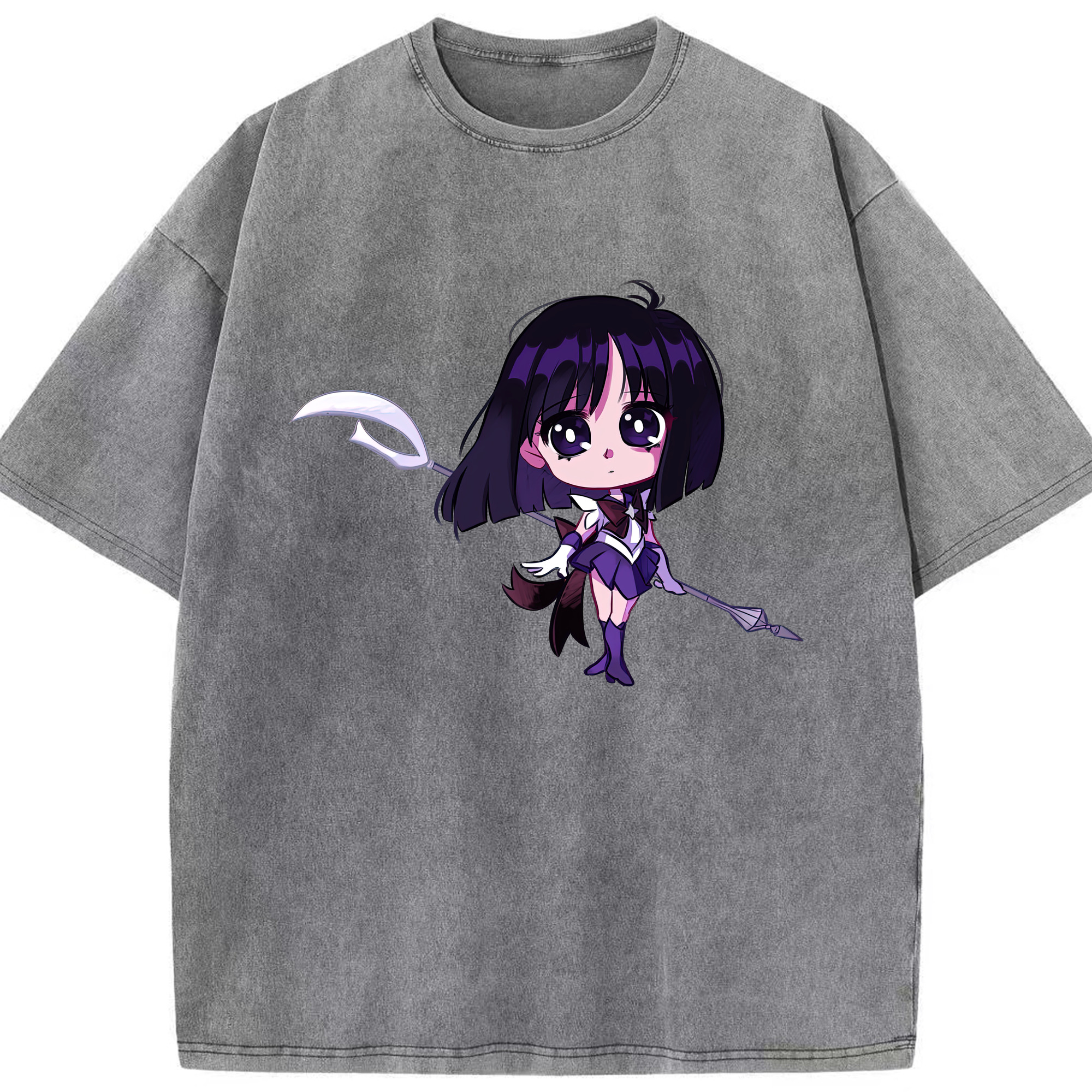 （画像用） 美少女戦士セーラームーン 土萠ほたる Sailor Moon Tomoe Hotaru （セーラーサターン；Sailor Saturn） 綿100% ヴィンテージ風 半袖Tシャツ（フロントプリント）