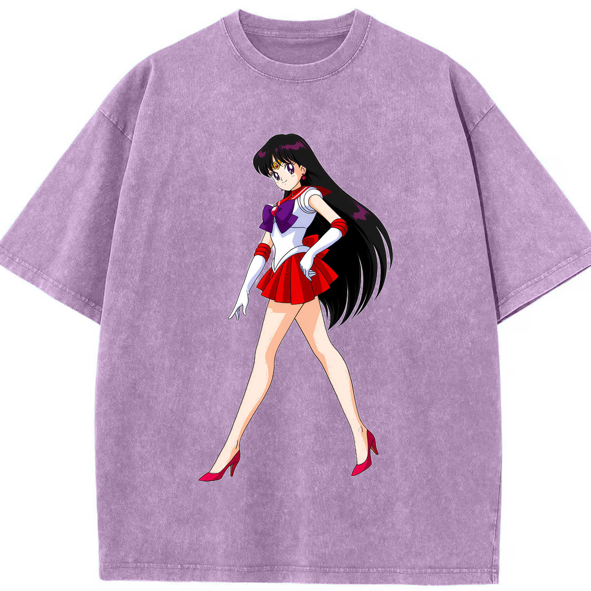 （画像用） 美少女戦士セーラームーン 火野レイ ひの レイ Sailor Moon Hino Rei （セーラーマーズ,Sailor Mars） 綿100% ヴィンテージ風 半袖Tシャツ（フロントプリント）