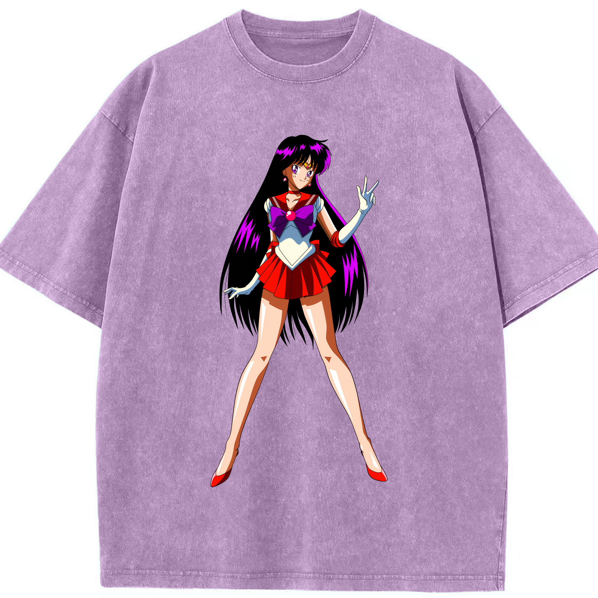 （画像用） 美少女戦士セーラームーン 火野レイ ひの レイ Sailor Moon Hino Rei （セーラーマーズ,Sailor Mars） 綿100% ヴィンテージ風 半袖Tシャツ（フロントプリント）