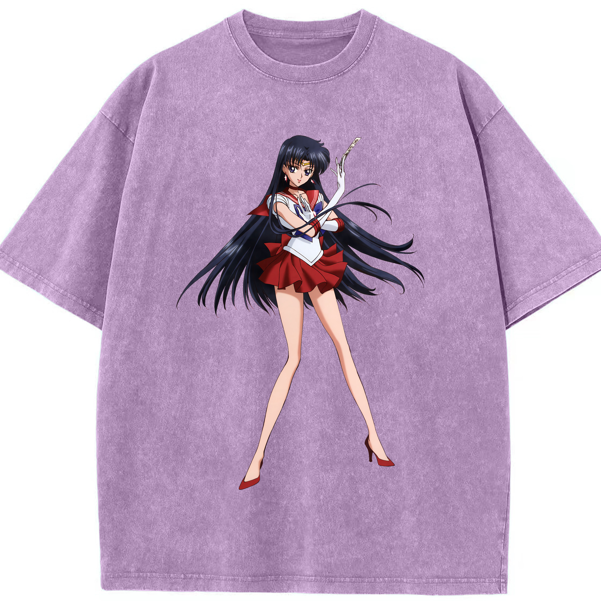（画像用） 美少女戦士セーラームーン 火野レイ ひの レイ Sailor Moon Hino Rei （セーラーマーズ,Sailor Mars） 綿100% ヴィンテージ風 半袖Tシャツ（フロントプリント）