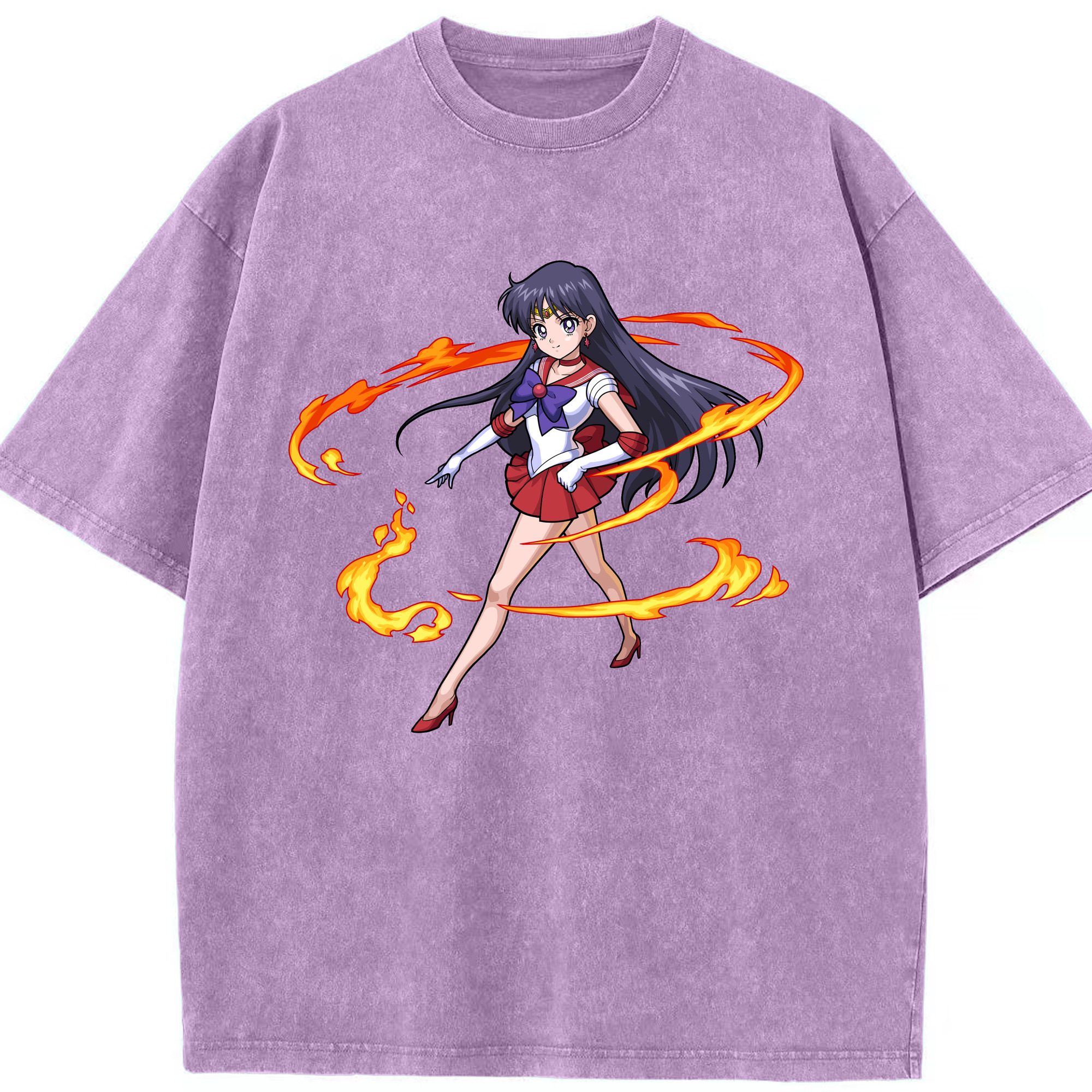 （画像用） 美少女戦士セーラームーン 火野レイ ひの レイ Sailor Moon Hino Rei （セーラーマーズ,Sailor Mars） 綿100% ヴィンテージ風 半袖Tシャツ（フロントプリント）