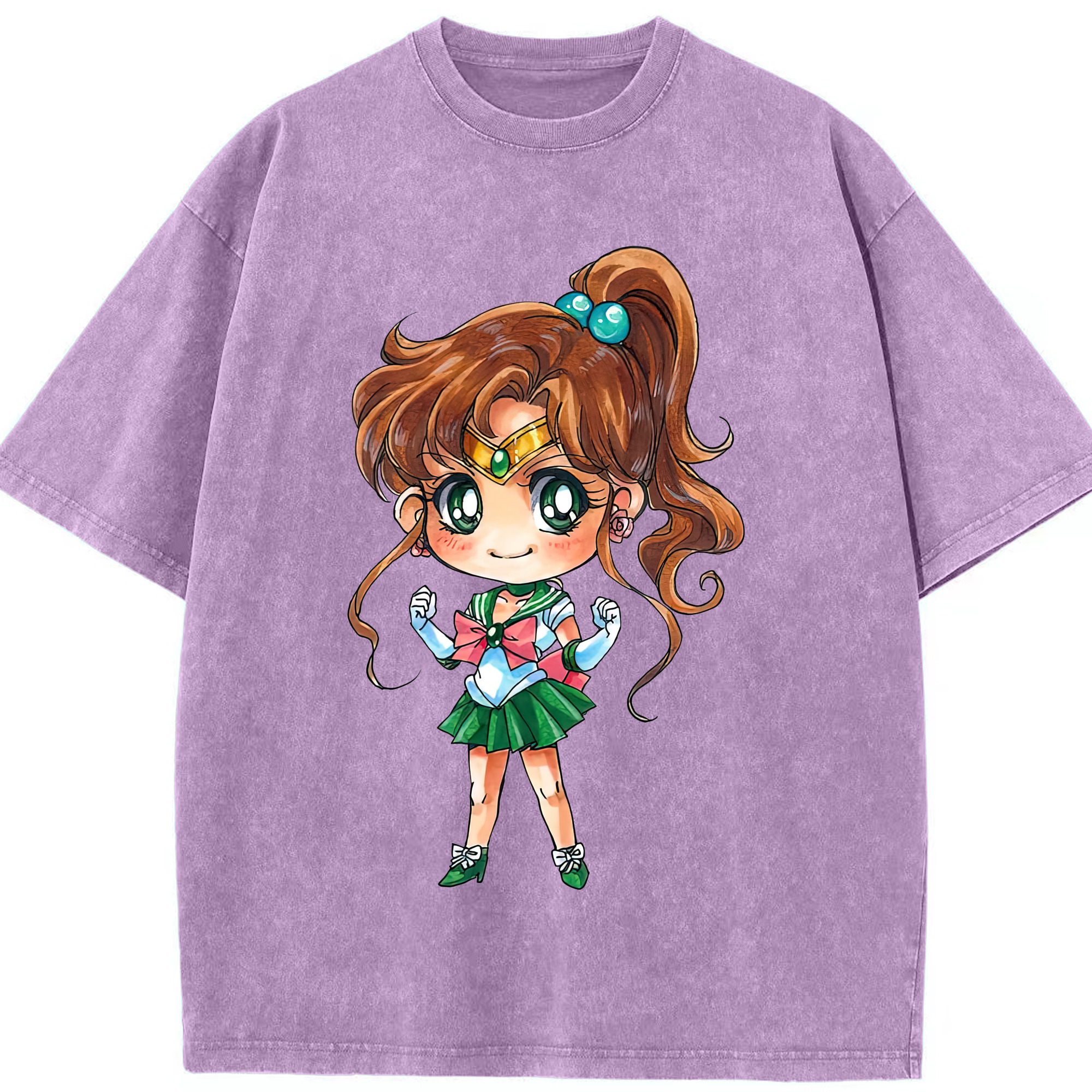 （画像用） 美少女戦士セーラームーン 木野 まこと きの まこと Sailor Moon Kino Makoto （セーラージュピター；Sailor Jupiter） 綿100% ヴィンテージ風 半袖Tシャツ（フロントプリント）