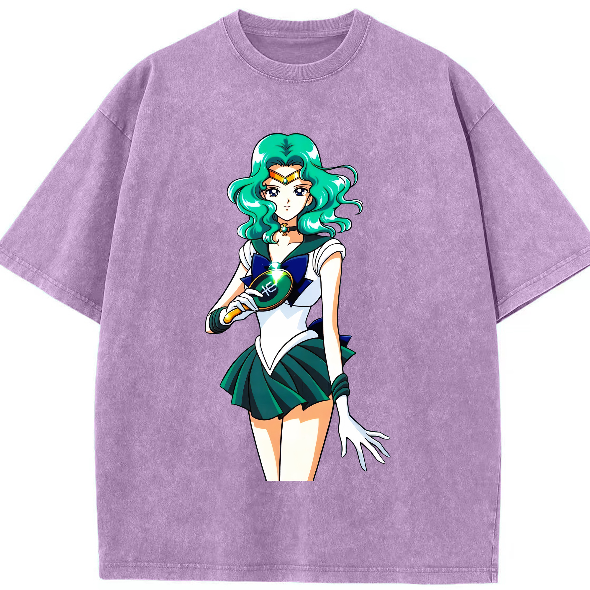 （画像用） 美少女戦士セーラームーン 海王 みちる（かいおう みちる） Sailor Moon Kaiou Michiru 綿100% ヴィンテージ風 半袖Tシャツ（フロントプリント）