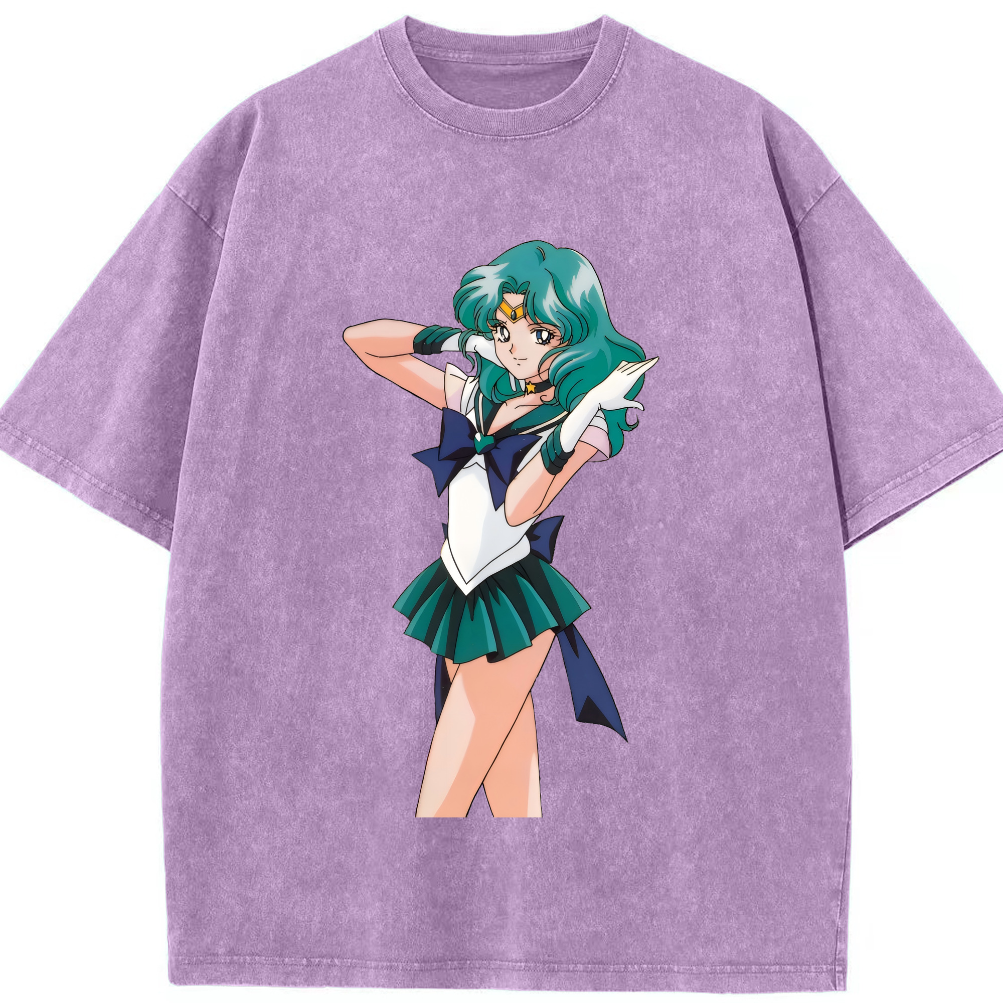 （画像用） 美少女戦士セーラームーン 海王 みちる（かいおう みちる） Sailor Moon Kaiou Michiru 綿100% ヴィンテージ風 半袖Tシャツ（フロントプリント）