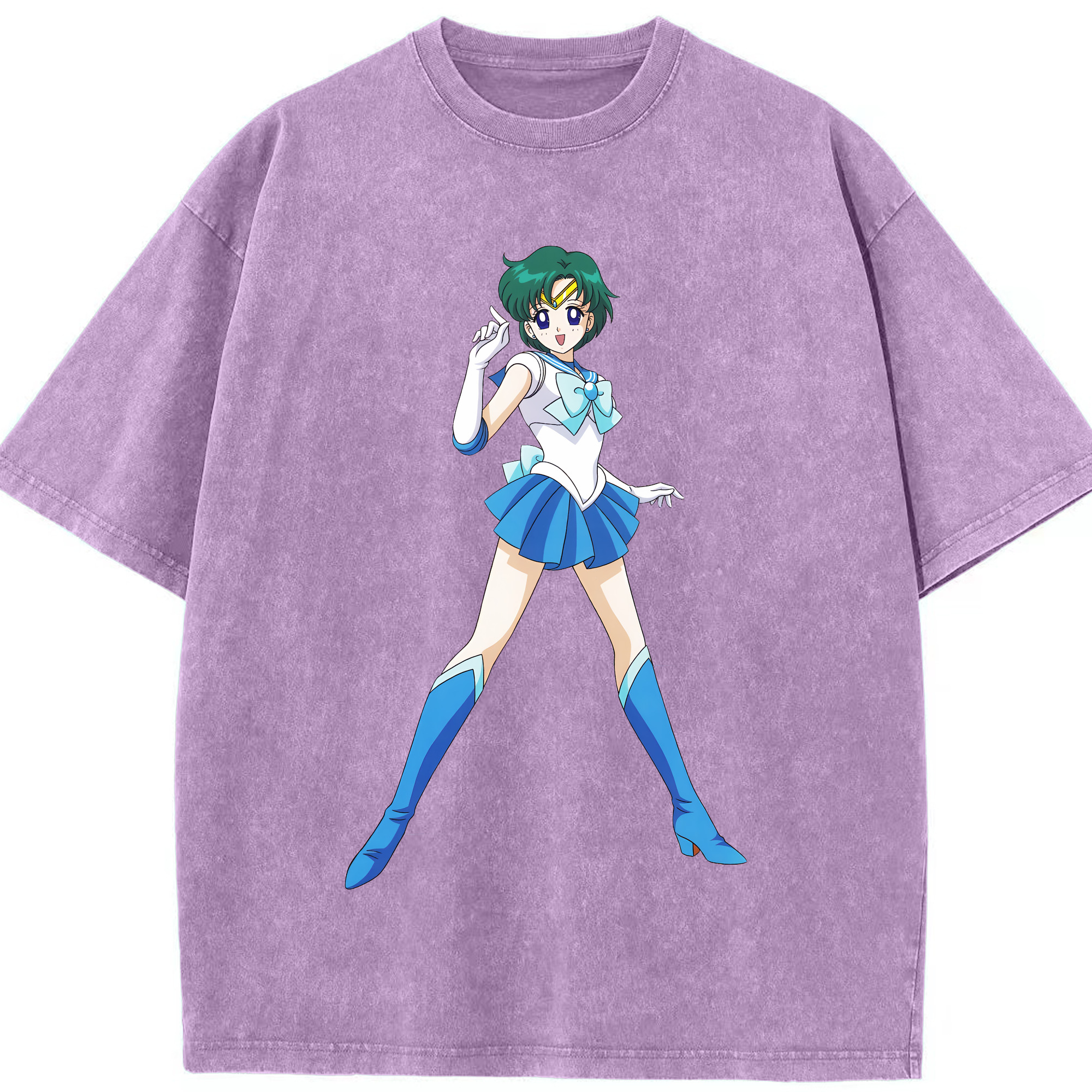 （画像用） 美少女戦士セーラームーン 海王 みちる（かいおう みちる） Sailor Moon Kaiou Michiru 綿100% ヴィンテージ風 半袖Tシャツ（フロントプリント）