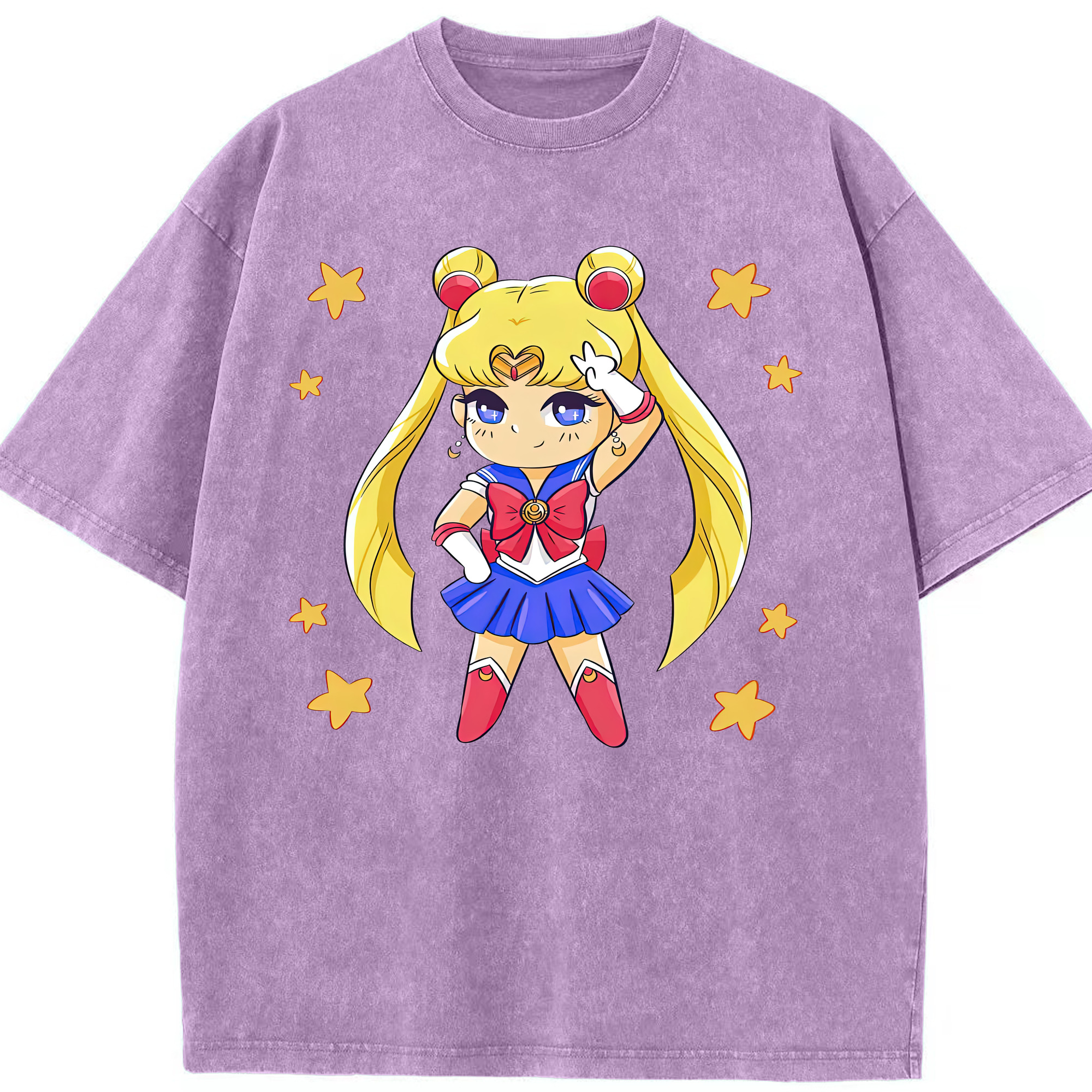 （画像用） 美少女戦士セーラームーン 月野 うさぎ つきの うさぎ Sailor Moon Tsukino Usagi 綿100% ヴィンテージ風 半袖Tシャツ（フロントプリント）