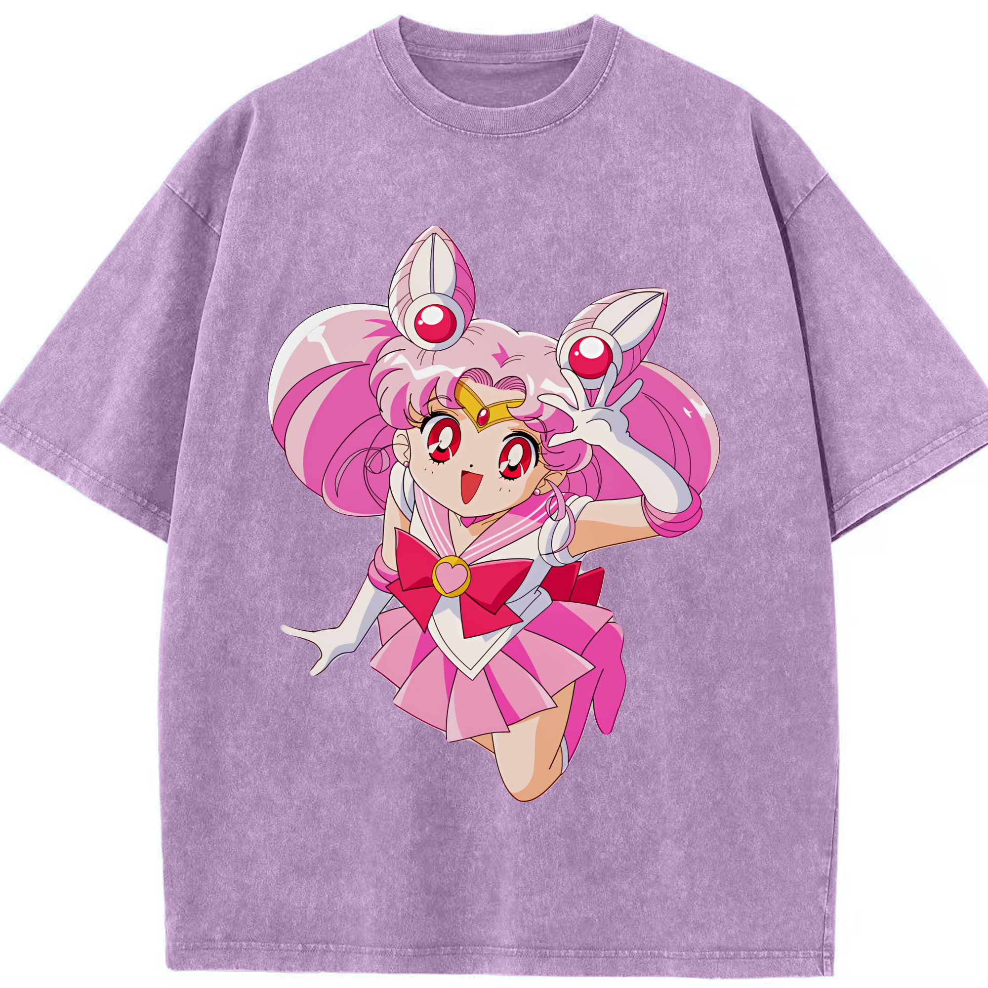 （画像用） 美少女戦士セーラームーン ちびうさ Sailor Moon Chibiusa Tsukino Usagi Small Lady Serenity 綿100% ヴィンテージ風 半袖Tシャツ（フロントプリント）