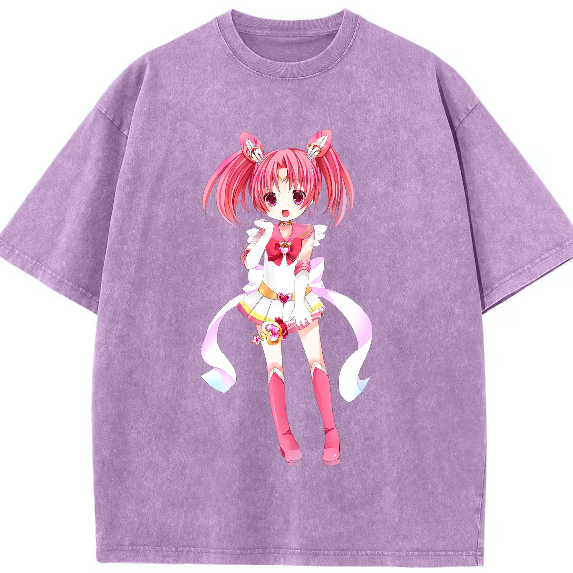 （画像用） 美少女戦士セーラームーン ちびうさ Sailor Moon Chibiusa Tsukino Usagi Small Lady Serenity 綿100% ヴィンテージ風 半袖Tシャツ（フロントプリント）