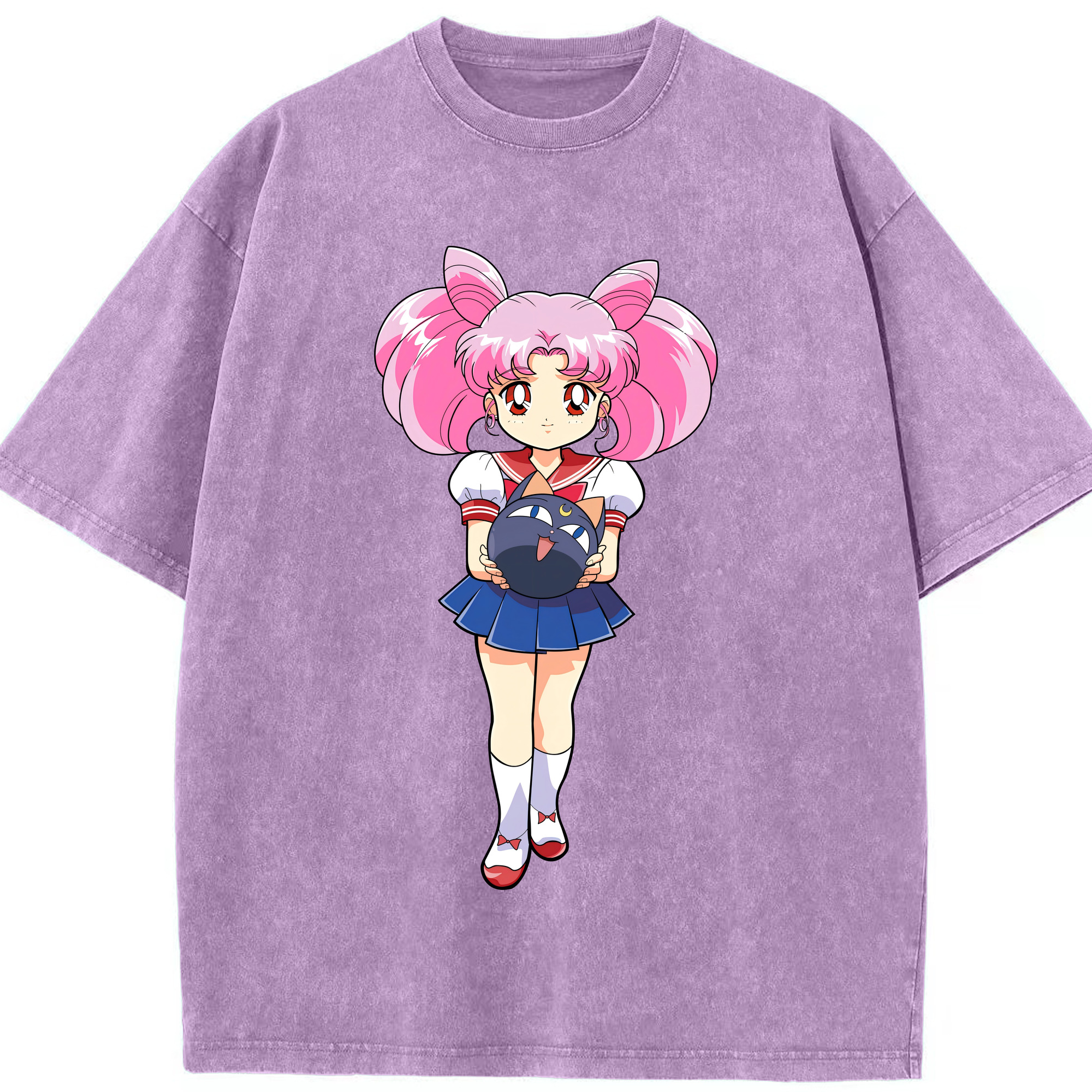 （画像用） 美少女戦士セーラームーン ちびうさ Sailor Moon Chibiusa Tsukino Usagi Small Lady Serenity 綿100% ヴィンテージ風 半袖Tシャツ（フロントプリント）
