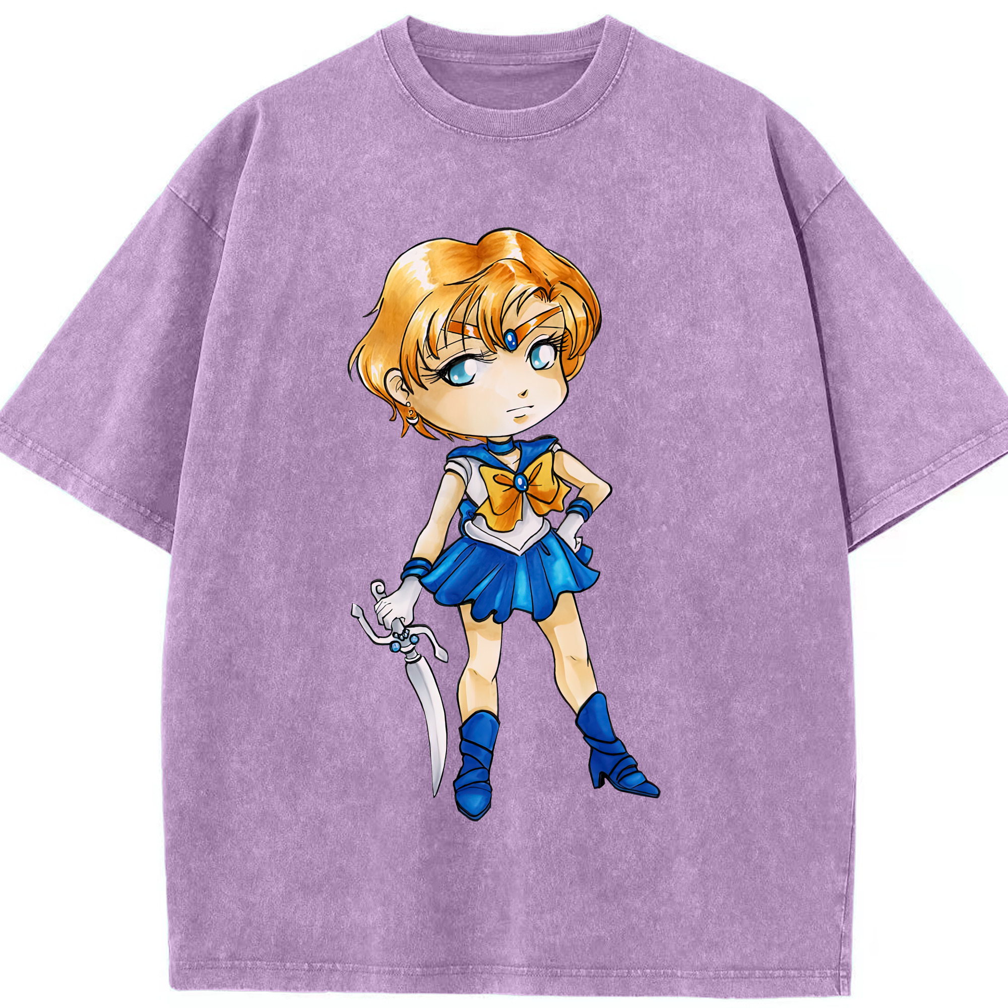 （画像用） 美少女戦士セーラームーン 天王はるか Sailor Moon Tenoh Haruka 綿100% ヴィンテージ風 半袖Tシャツ（フロントプリント）