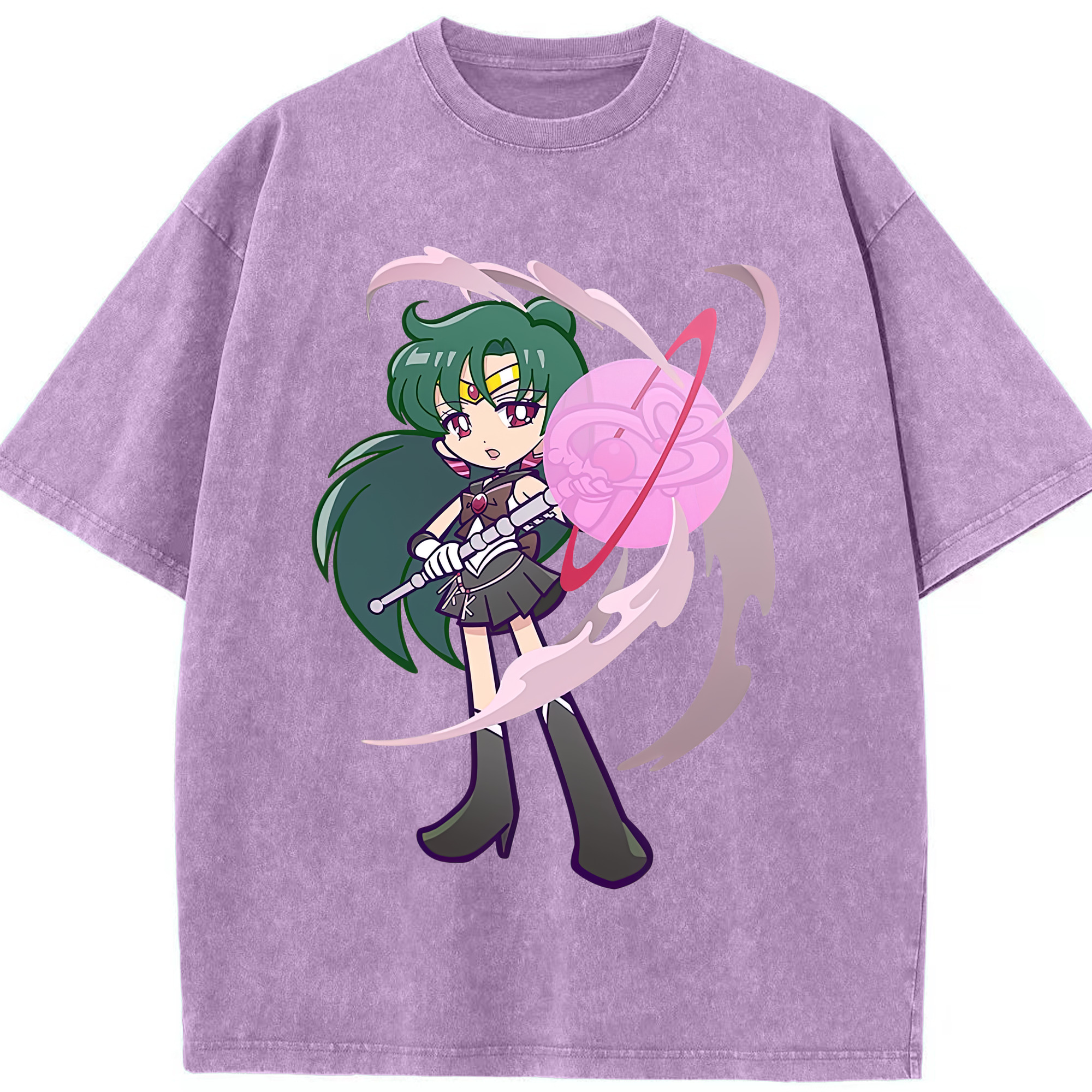 （画像用） 美少女戦士セーラームーン 冥王せつな Sailor Moon Meiou Setsuna 綿100% ヴィンテージ風 半袖Tシャツ（フロントプリント）