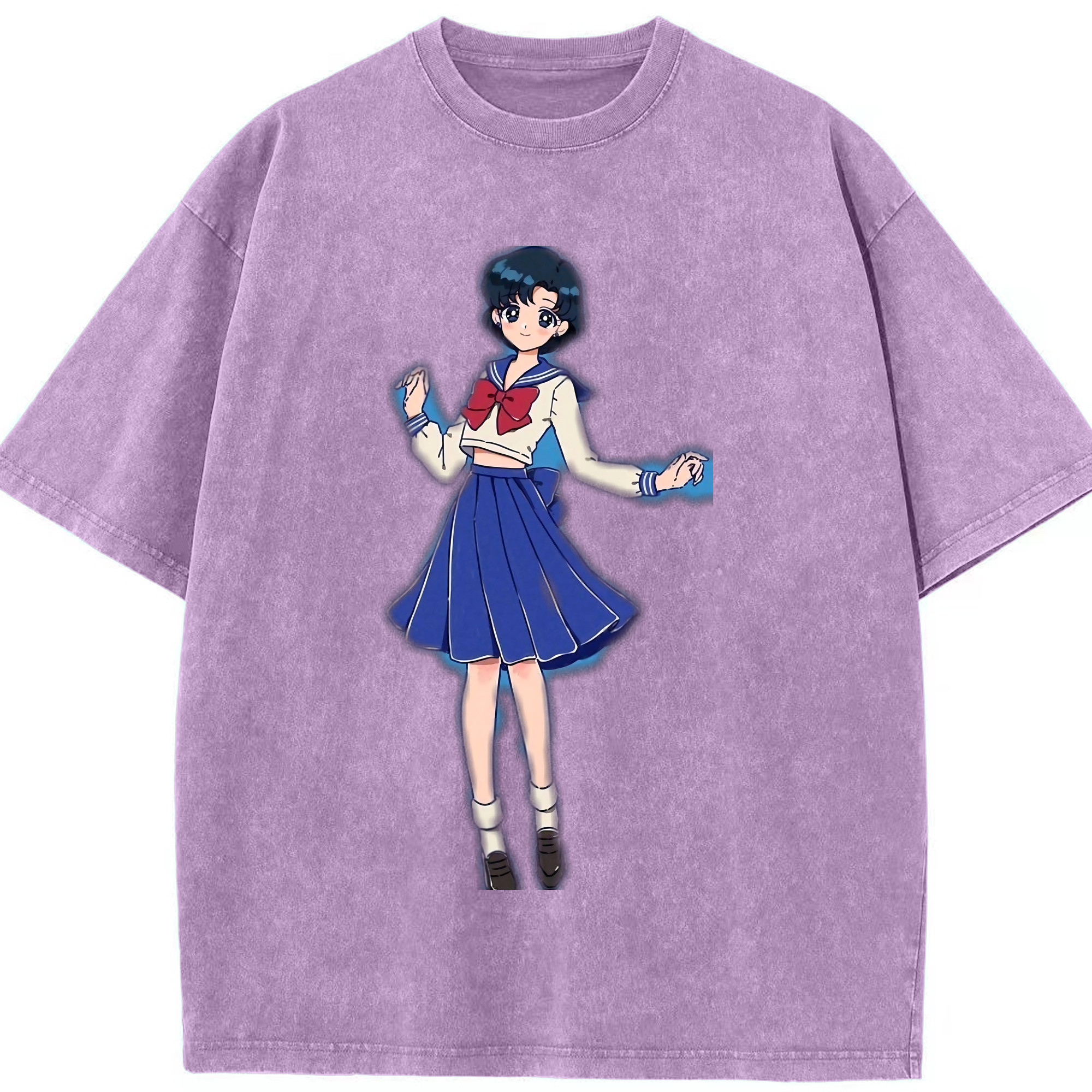 （画像用） 美少女戦士セーラームーン 水野 亜美 みずの あみ Sailor Moon Mizuno Ami 綿100% ヴィンテージ風 半袖Tシャツ（フロントプリント）