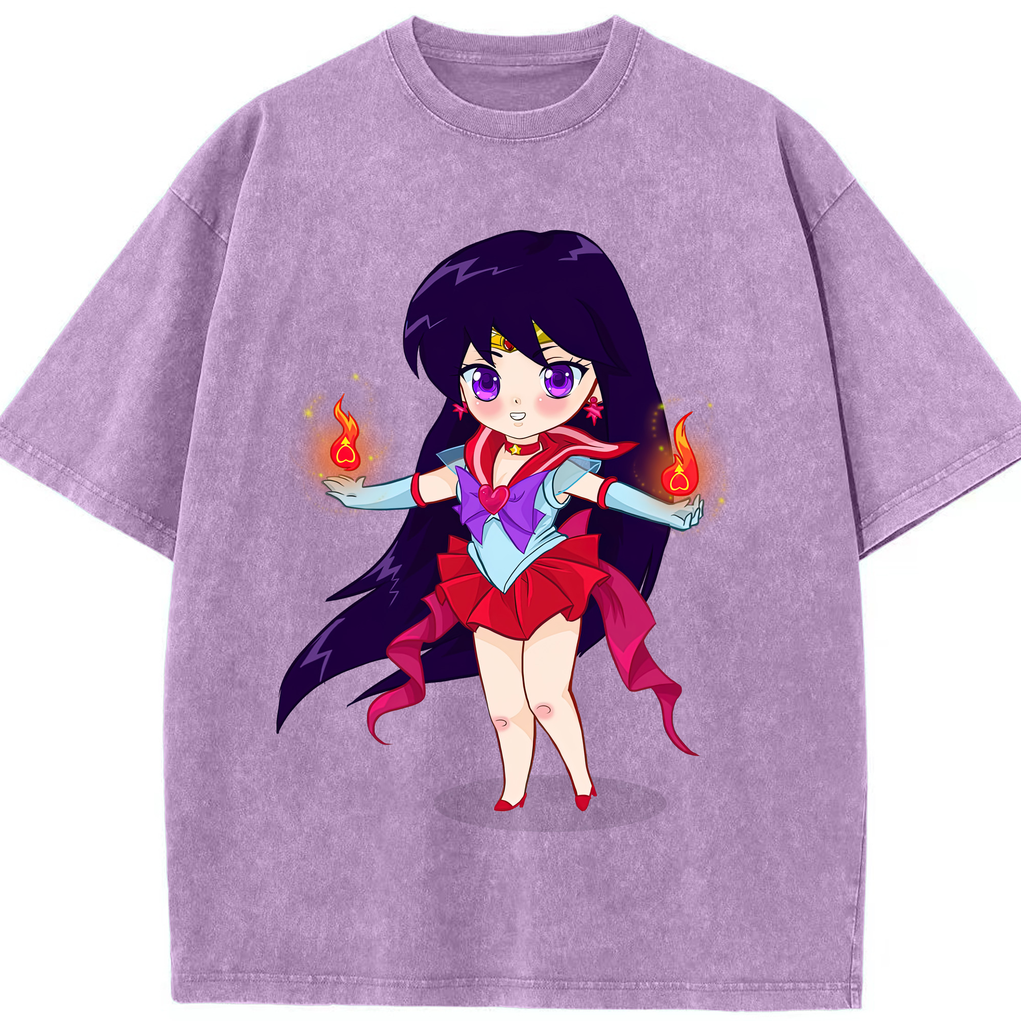 （画像用） 美少女戦士セーラームーン 火野レイ ひの レイ Sailor Moon Hino Rei （セーラーマーズ,Sailor Mars） 綿100% ヴィンテージ風 半袖Tシャツ（フロントプリント）