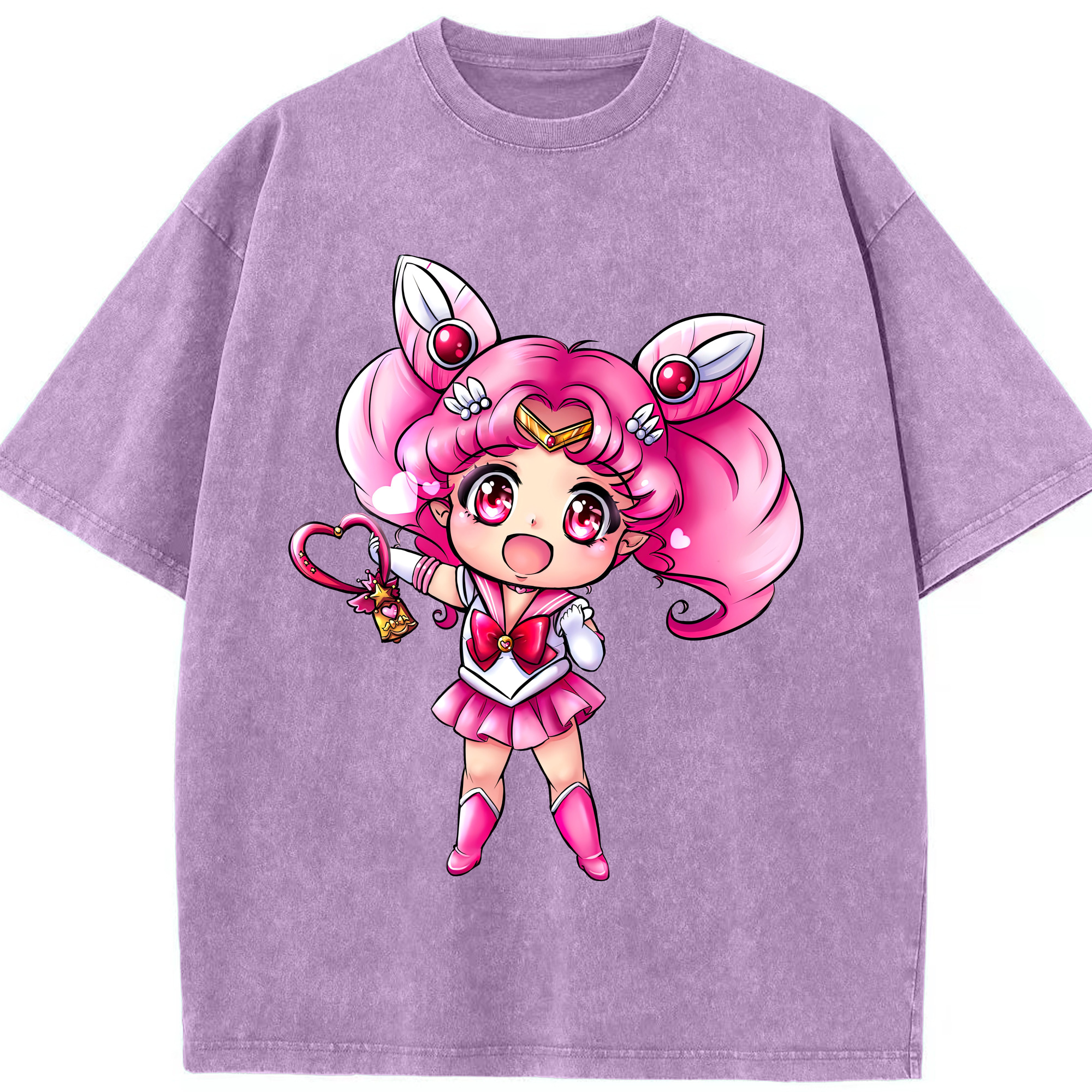 （画像用） 美少女戦士セーラームーン ちびうさ Sailor Moon Chibiusa Tsukino Usagi Small Lady Serenity 綿100% ヴィンテージ風 半袖Tシャツ（フロントプリント）