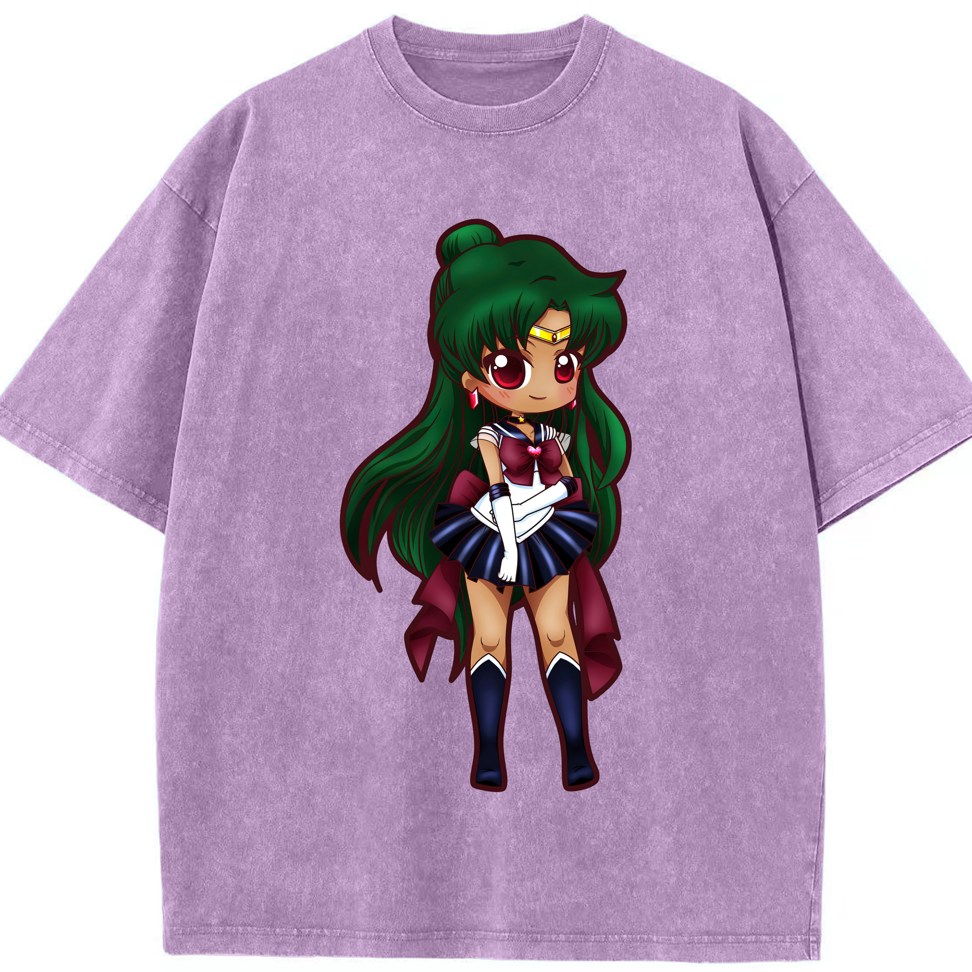 （画像用） 美少女戦士セーラームーン 冥王せつな Sailor Moon Meiou Setsuna 綿100% ヴィンテージ風 半袖Tシャツ（フロントプリント）