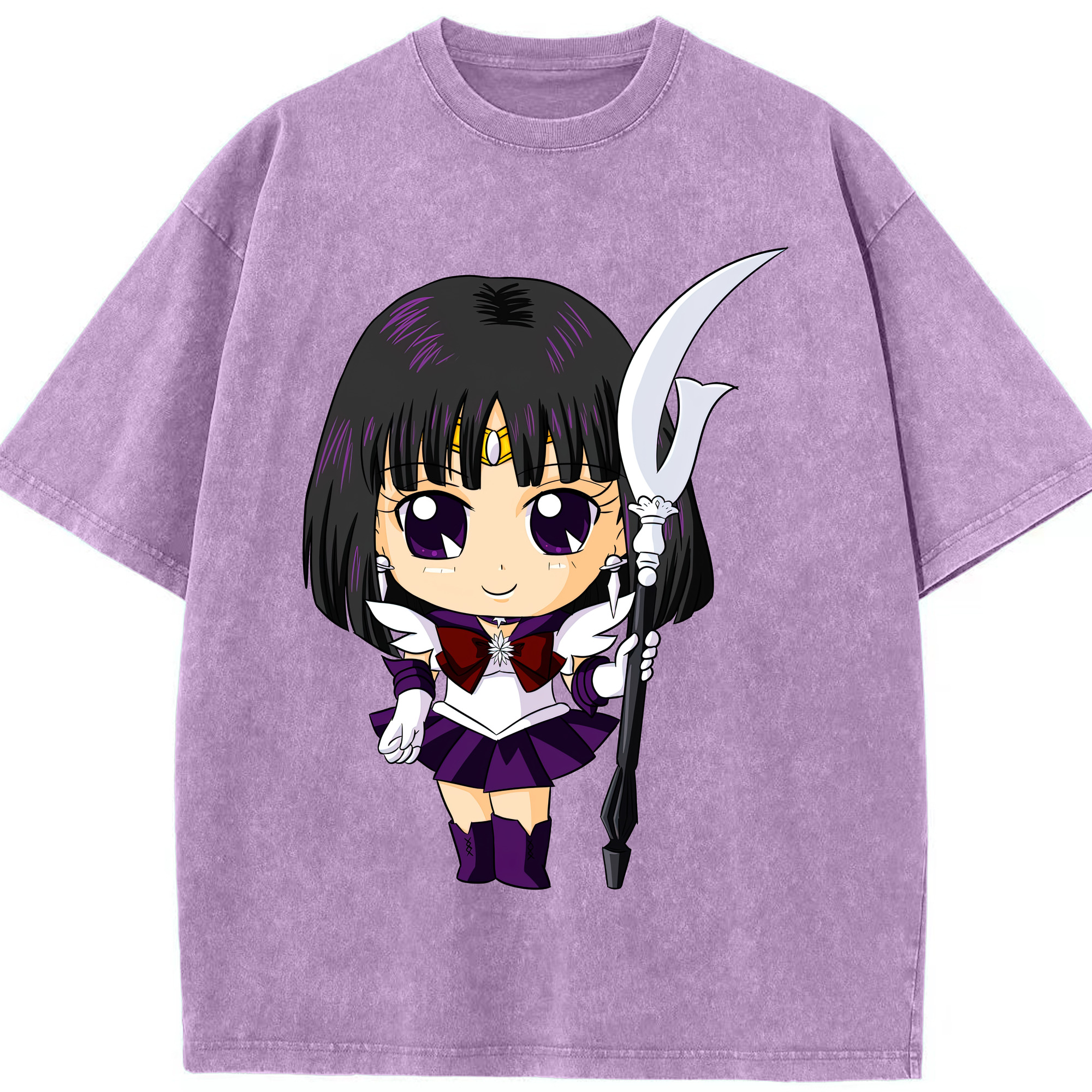 （画像用） 美少女戦士セーラームーン 土萠ほたる Sailor Moon Tomoe Hotaru （セーラーサターン；Sailor Saturn） 綿100% ヴィンテージ風 半袖Tシャツ（フロントプリント）