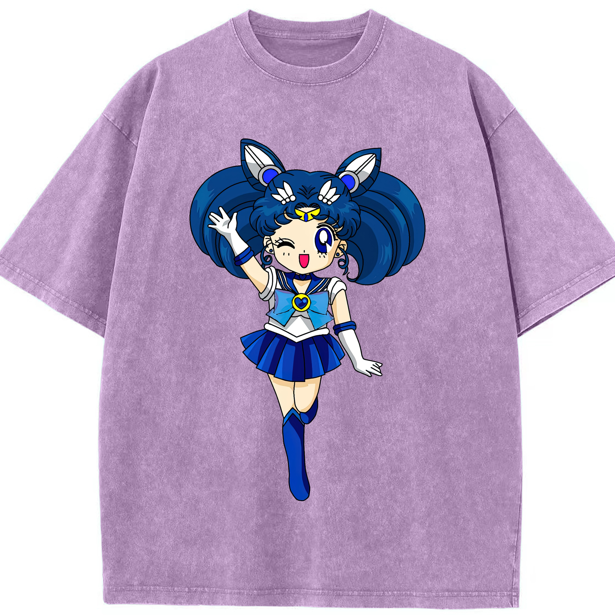 （画像用） 美少女戦士セーラームーン 水野 亜美 みずの あみ Sailor Moon Mizuno Ami 綿100% ヴィンテージ風 半袖Tシャツ（フロントプリント）