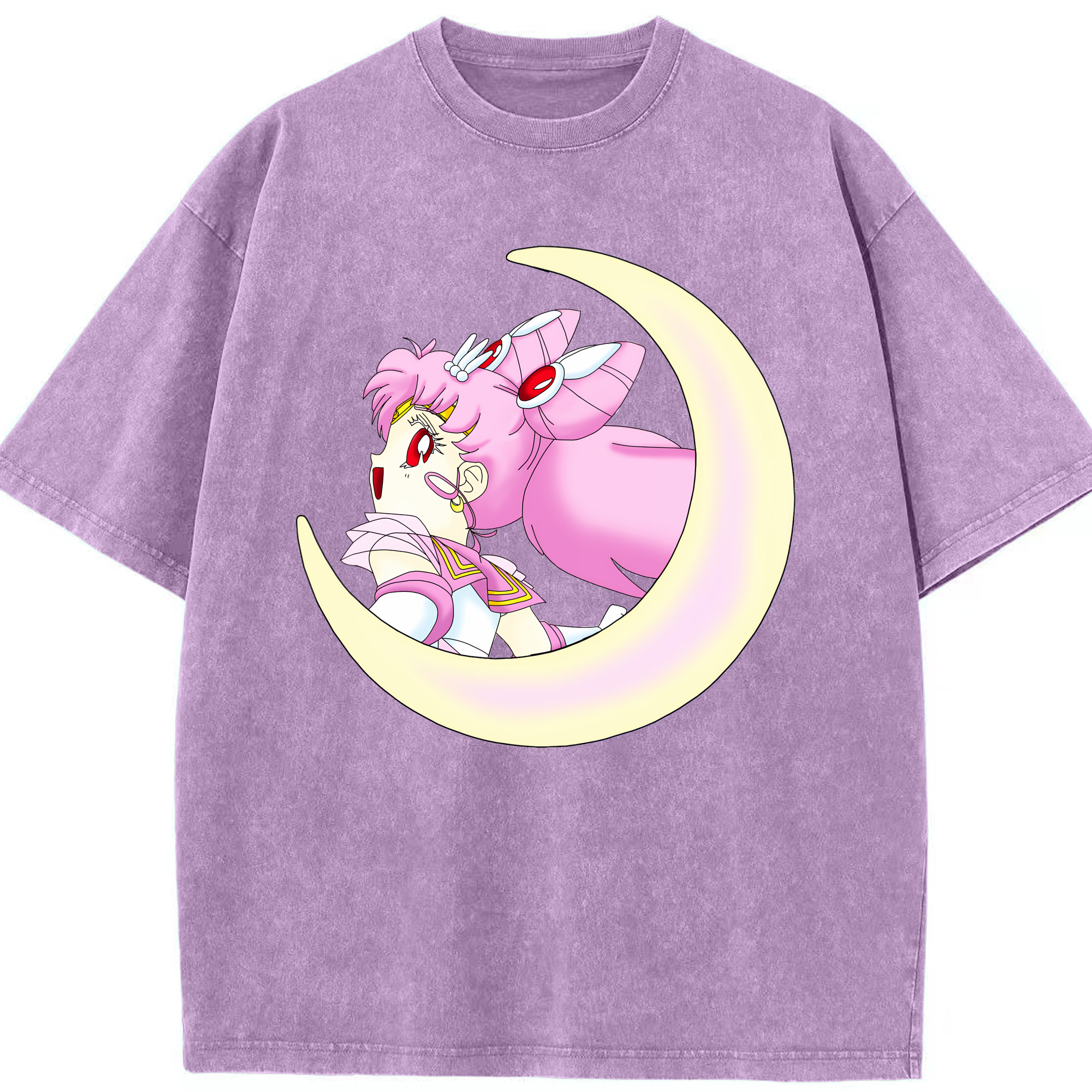 （画像用） 美少女戦士セーラームーン ちびうさ Sailor Moon Chibiusa Tsukino Usagi Small Lady Serenity 綿100% ヴィンテージ風 半袖Tシャツ（フロントプリント）