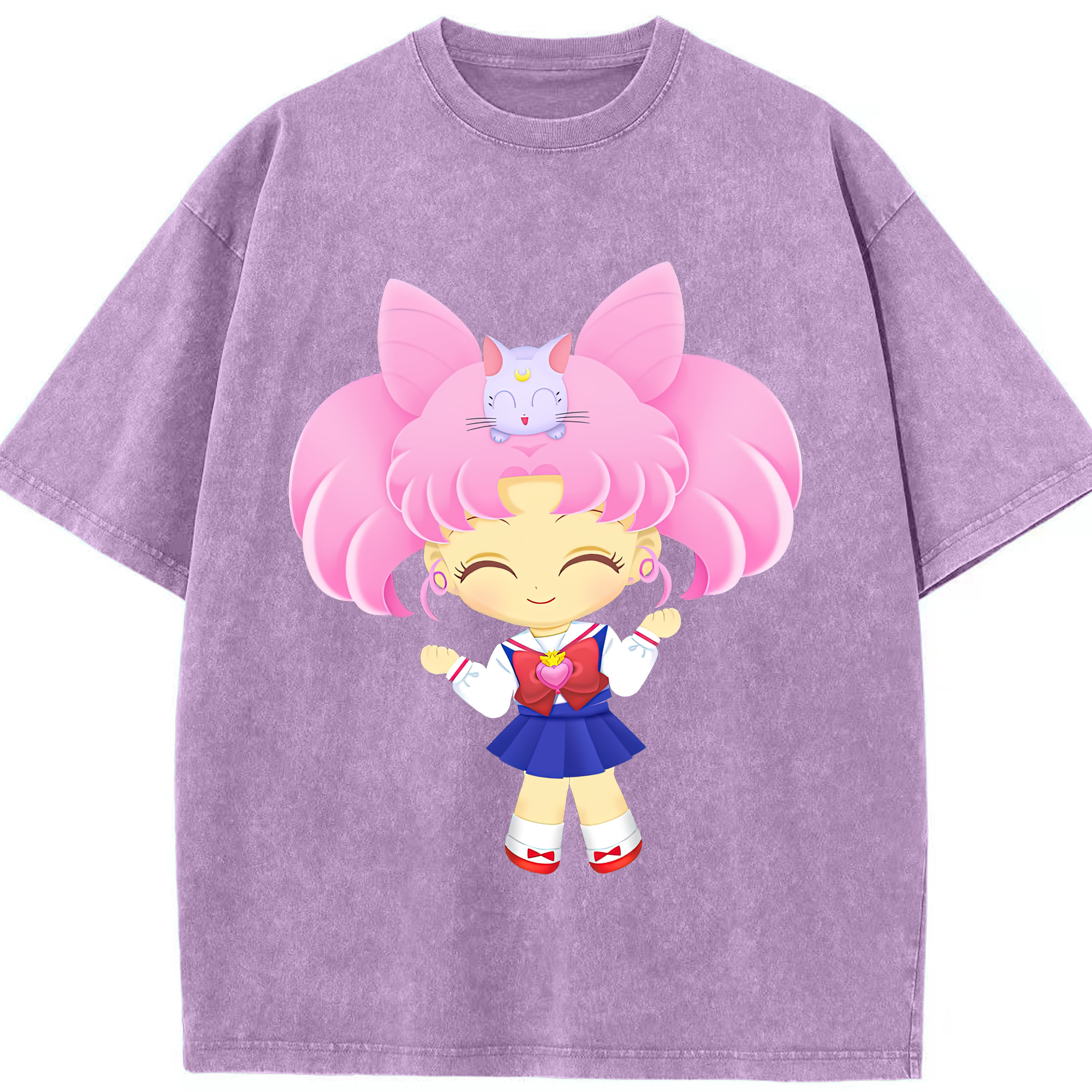 （画像用） 美少女戦士セーラームーン ちびうさ Sailor Moon Chibiusa Tsukino Usagi Small Lady Serenity 綿100% ヴィンテージ風 半袖Tシャツ（フロントプリント）