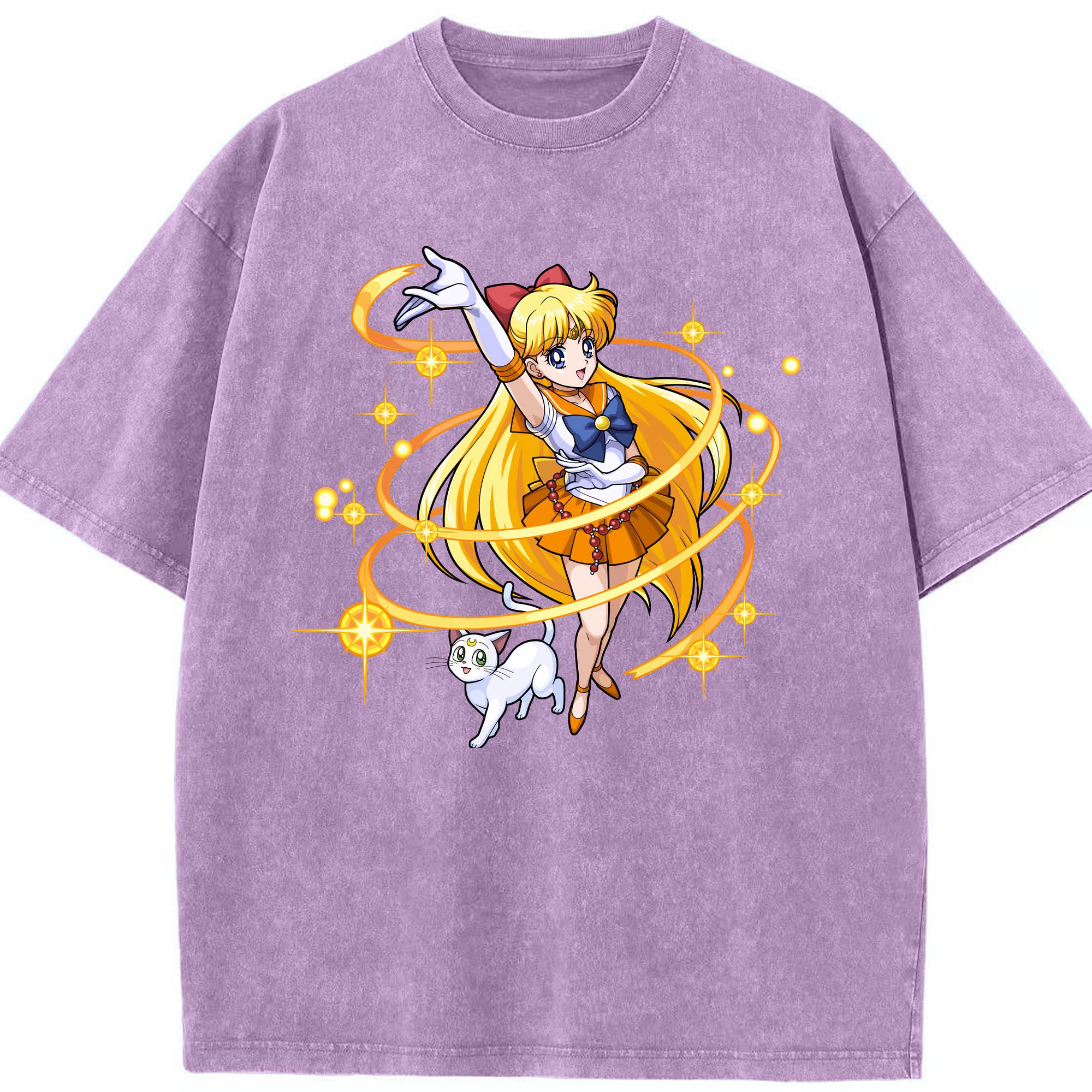 （画像用） 美少女戦士セーラームーン 愛野 美奈子 あいの みなこ Sailor Moon Aino Minako 綿100% ヴィンテージ風 半袖Tシャツ（フロントプリント）