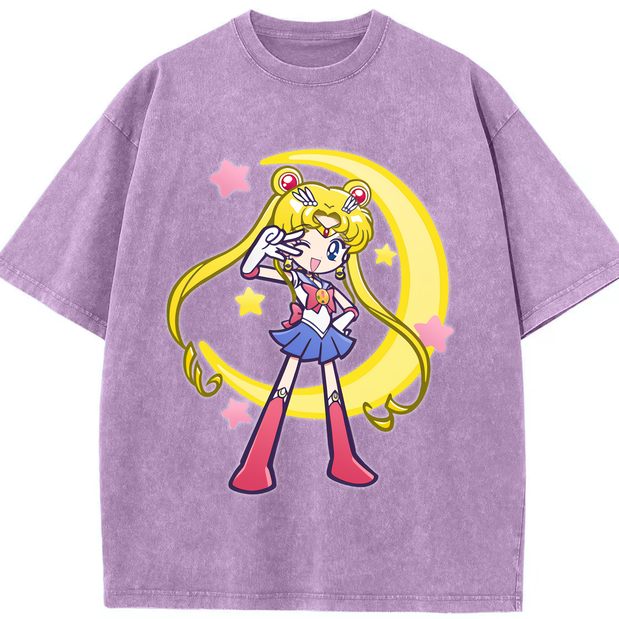 （画像用） 美少女戦士セーラームーン 月野 うさぎ つきの うさぎ Sailor Moon Tsukino Usagi 綿100% ヴィンテージ風 半袖Tシャツ（フロントプリント）