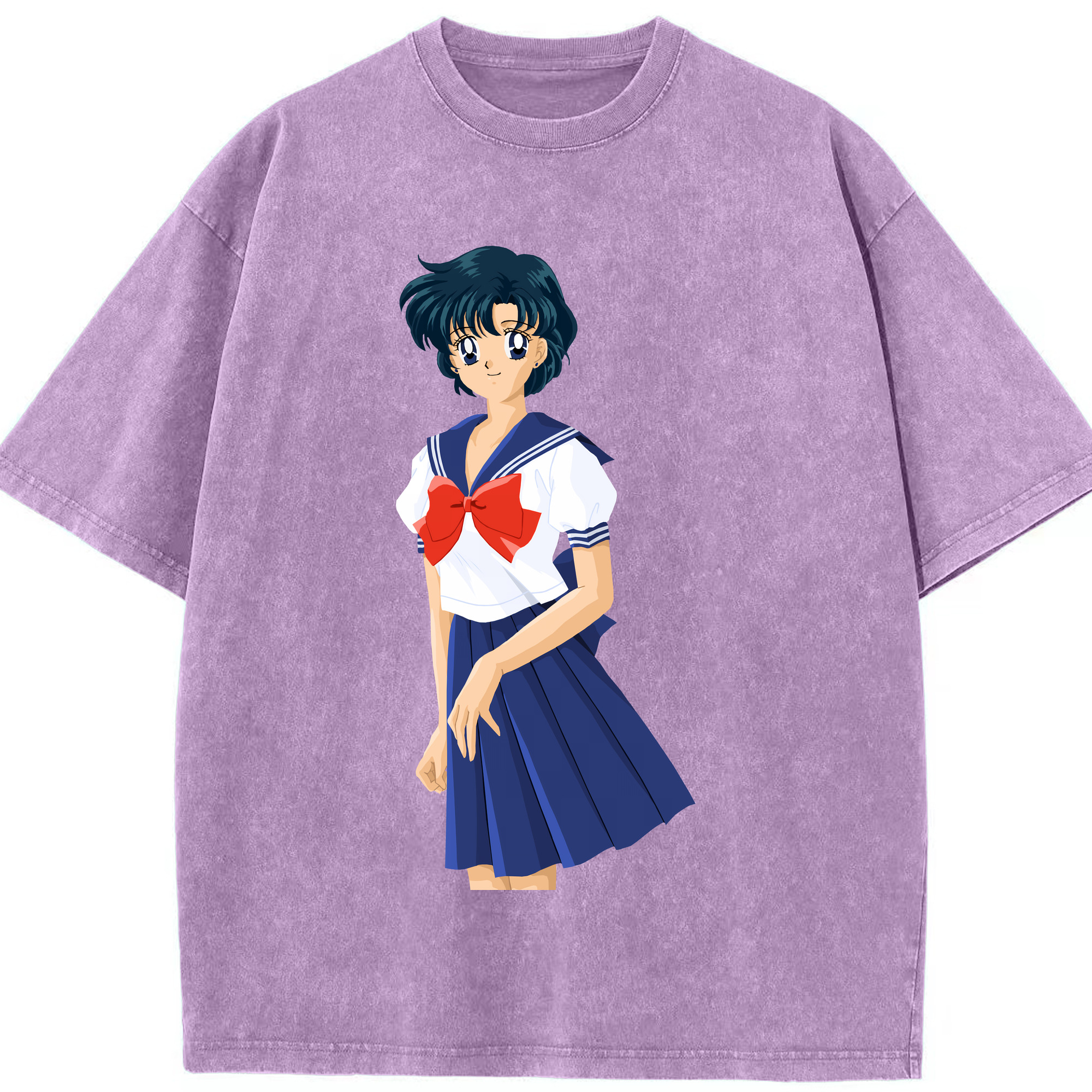 （画像用） 美少女戦士セーラームーン 水野 亜美 みずの あみ Sailor Moon Mizuno Ami 綿100% ヴィンテージ風 半袖Tシャツ（フロントプリント）
